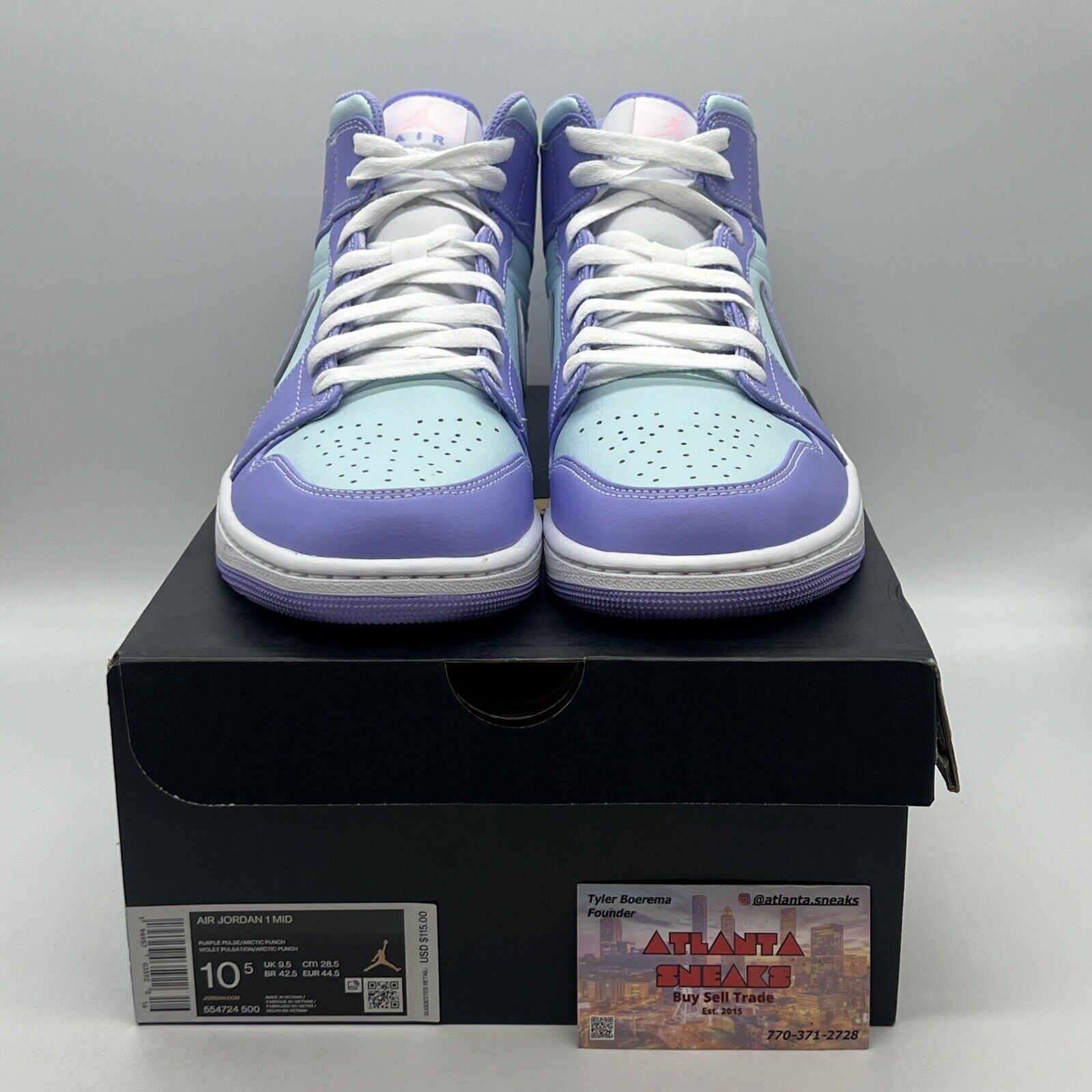 Size 10.5 - Jordan 1 Mid Purple White Brand New Og All