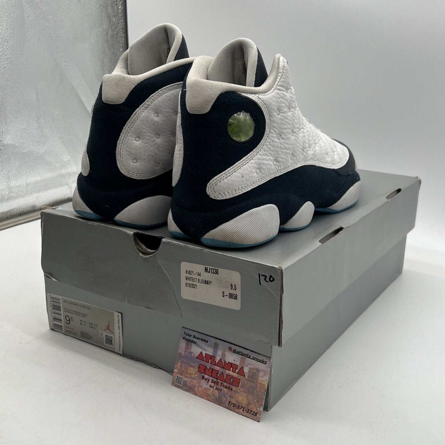 Size 9.5 - Jordan 13 Retro Obsidian White Navy Leather (414571-144)