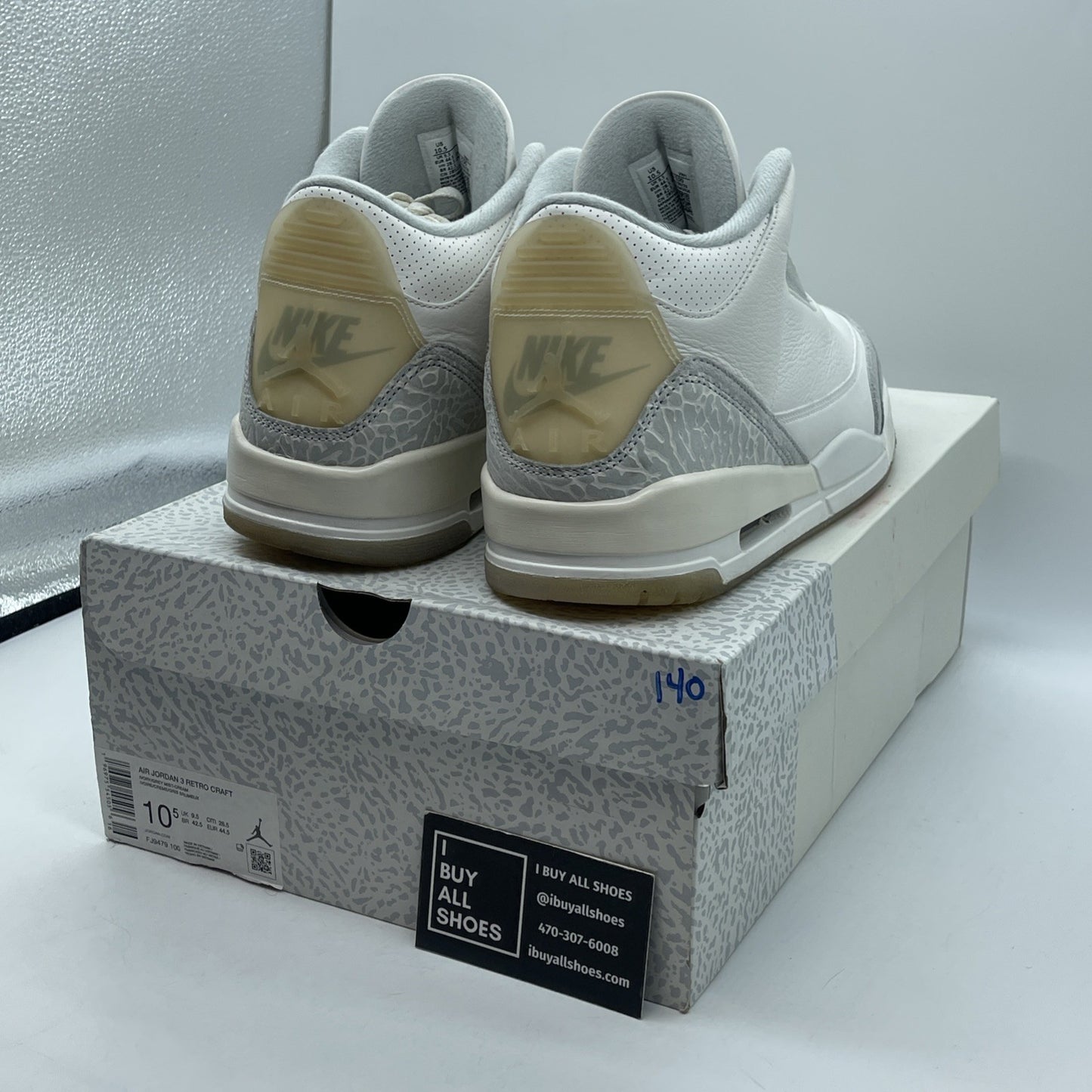 Size 10.5 - Air Jordan 3 Retro Craft Ivory/Grey White Leather (FJ9579-100)