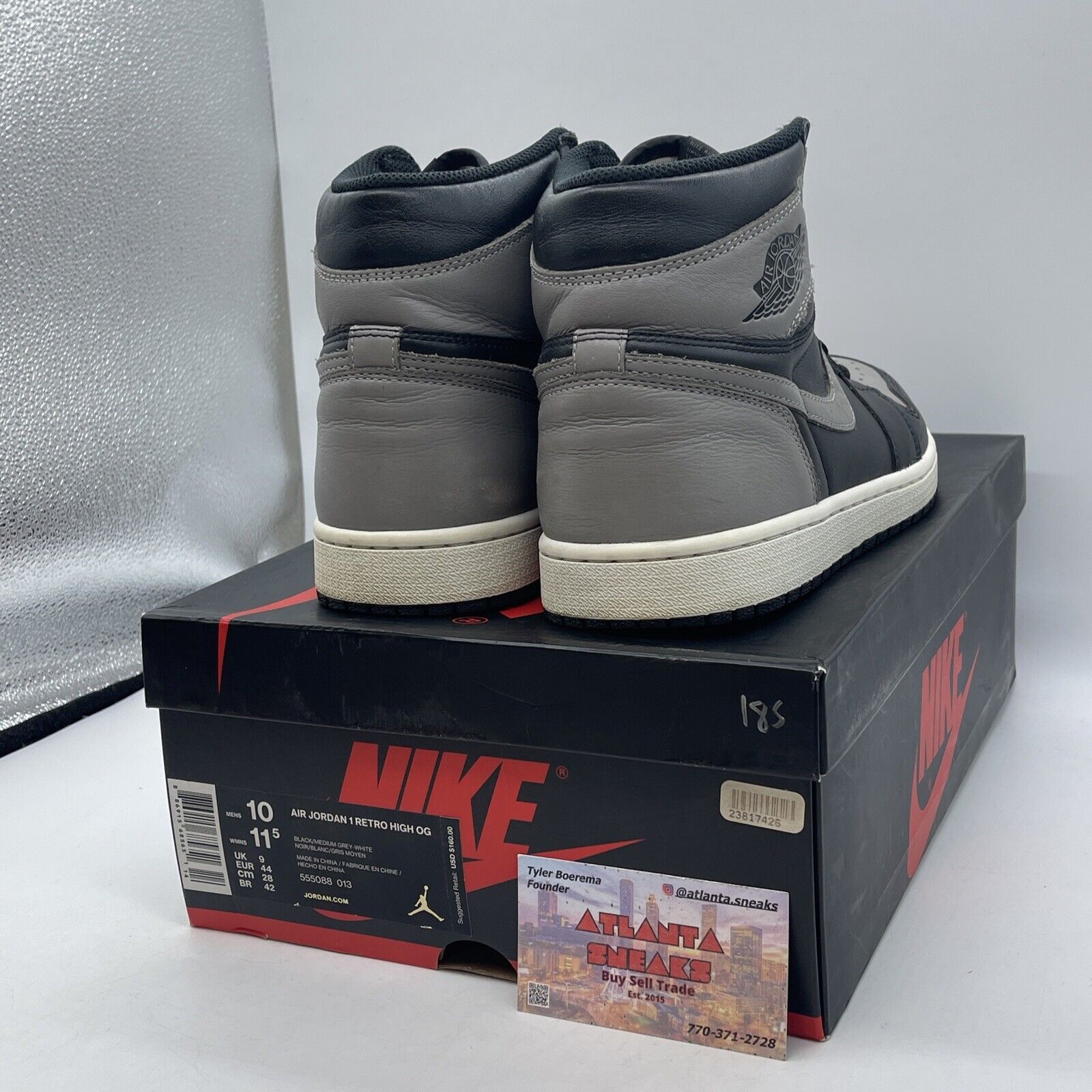 Size 10 - Jordan 1 Retro OG High Shadow Grey White Black Leather (555088-013)