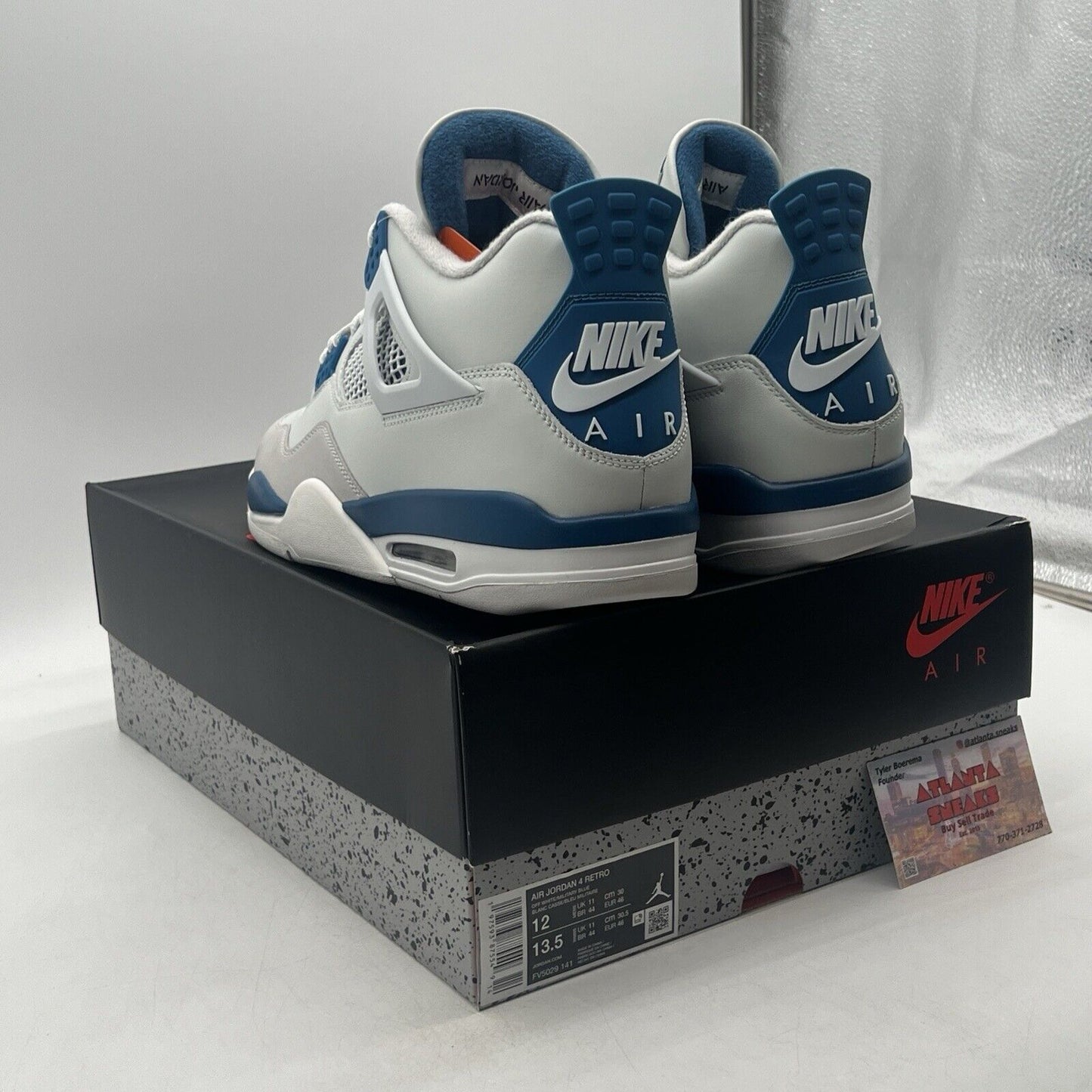 Size 12 - Air Jordan 4 Retro 2024 Military Blue White Leather Suede (FV5029-141)