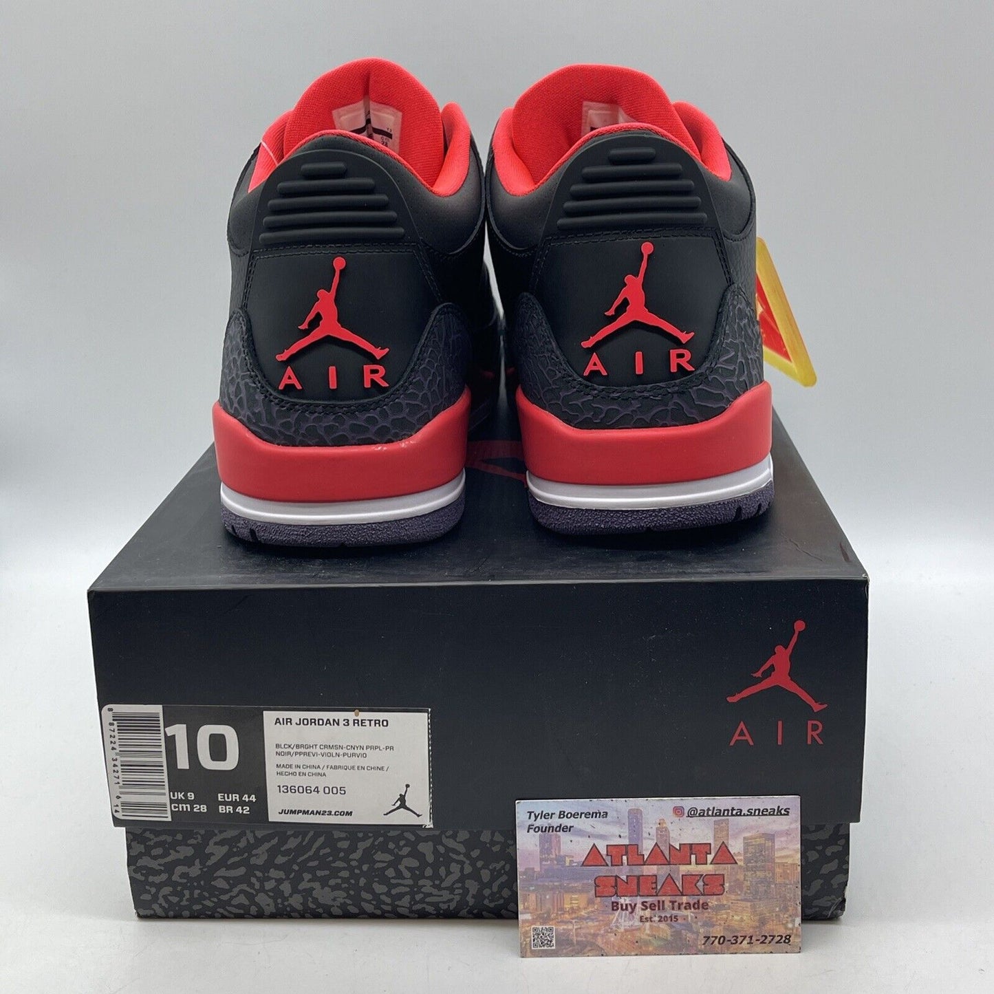 Size 10 - Air Jordan 3 Retro Crimson Purple Suede Black Leather (136064-005)