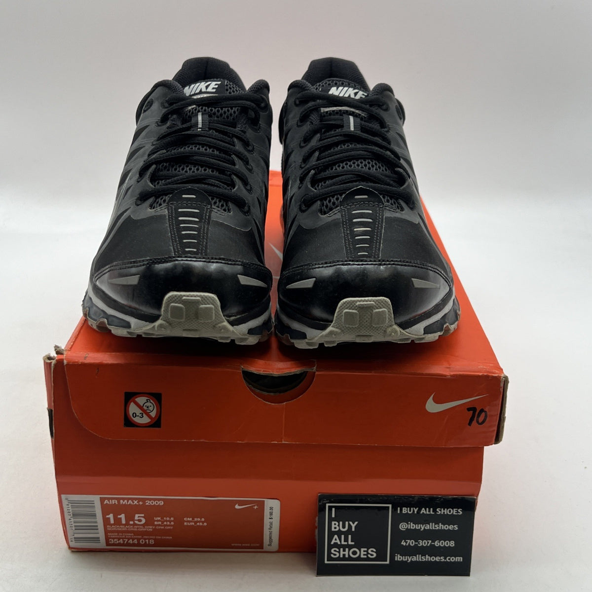 Size 11.5 - Nike Air Max+ 2009 Black (354744-018)