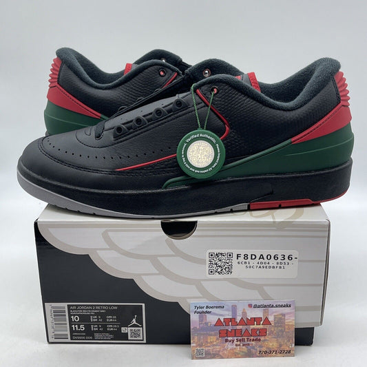 Size 10 - Air Jordan 2 Retro Low Christmas Black Red Green Leather (DV9956-006)