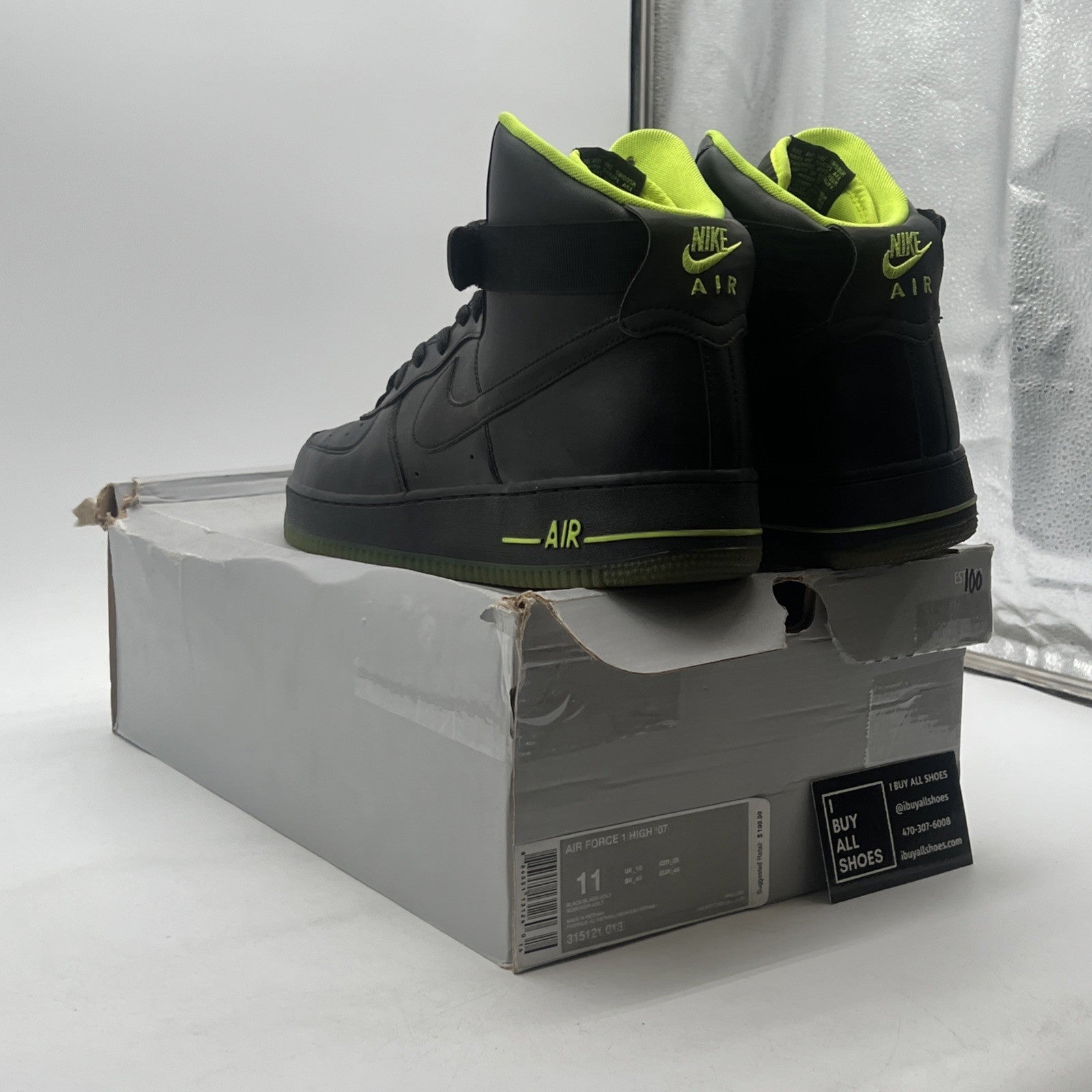 Size 11 - Nike Air Force 1 High Black Volt (315121-013)