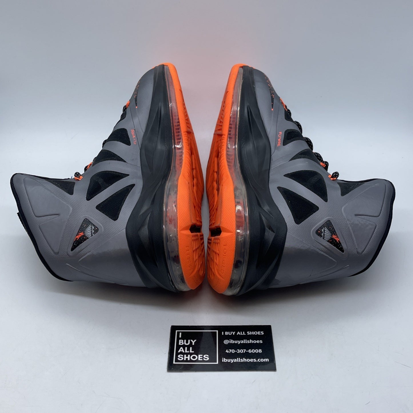 Size 13 - Nike LeBron 10 Lava Grey Black Orange Leather (541100-002)