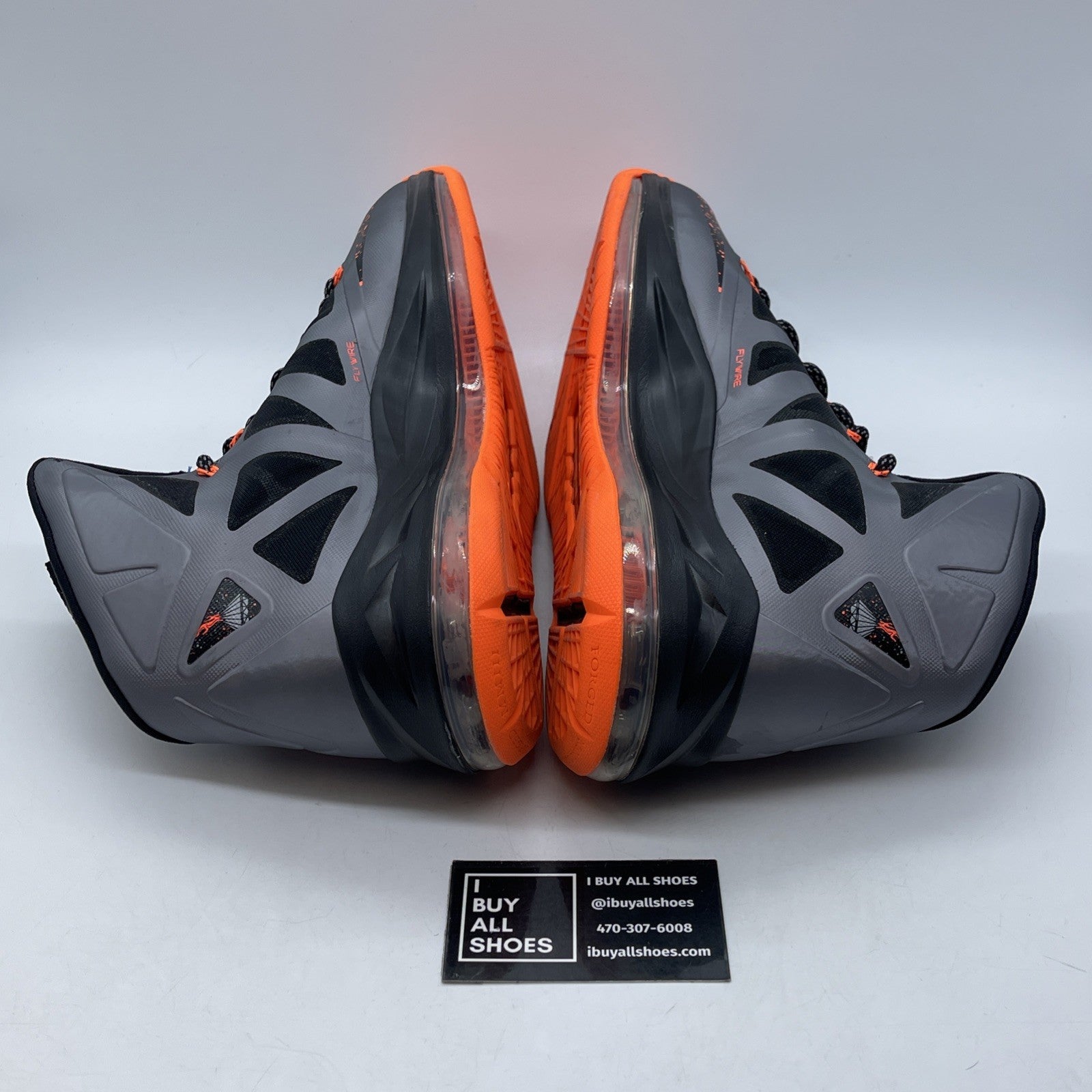 Size 13 - Nike LeBron 10 Lava Grey Black Orange Leather (541100-002)
