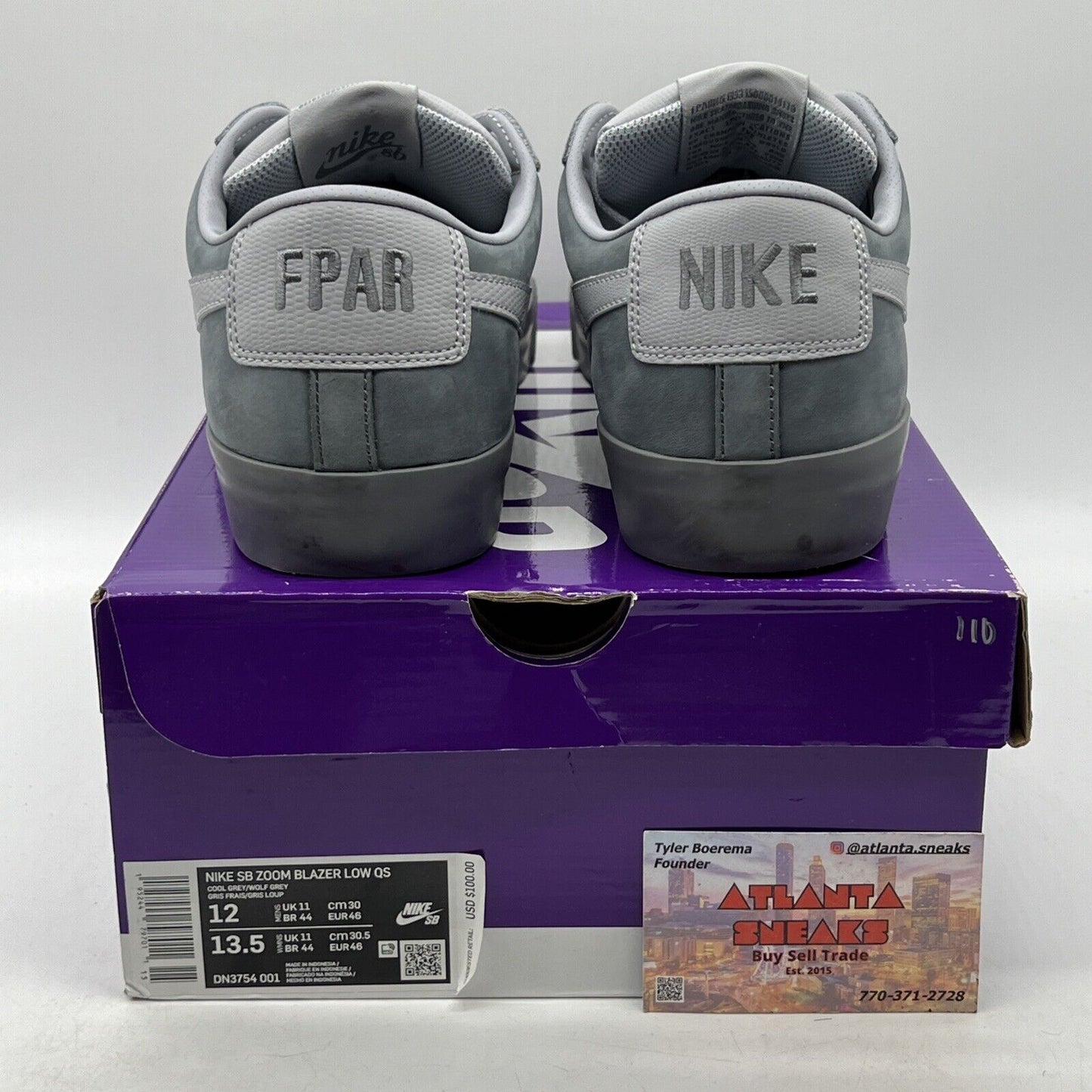 Size 12 - Nike Forty Percent Against Rights x Blazer SB Low Cool Grey DN3754-001