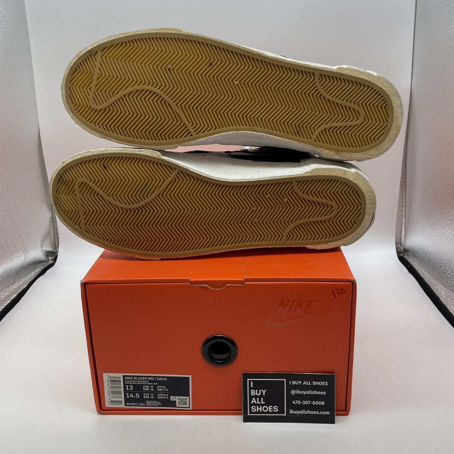 Size 13 - sacai x Nike Blazer Mid Black Grey (BV0072-002)