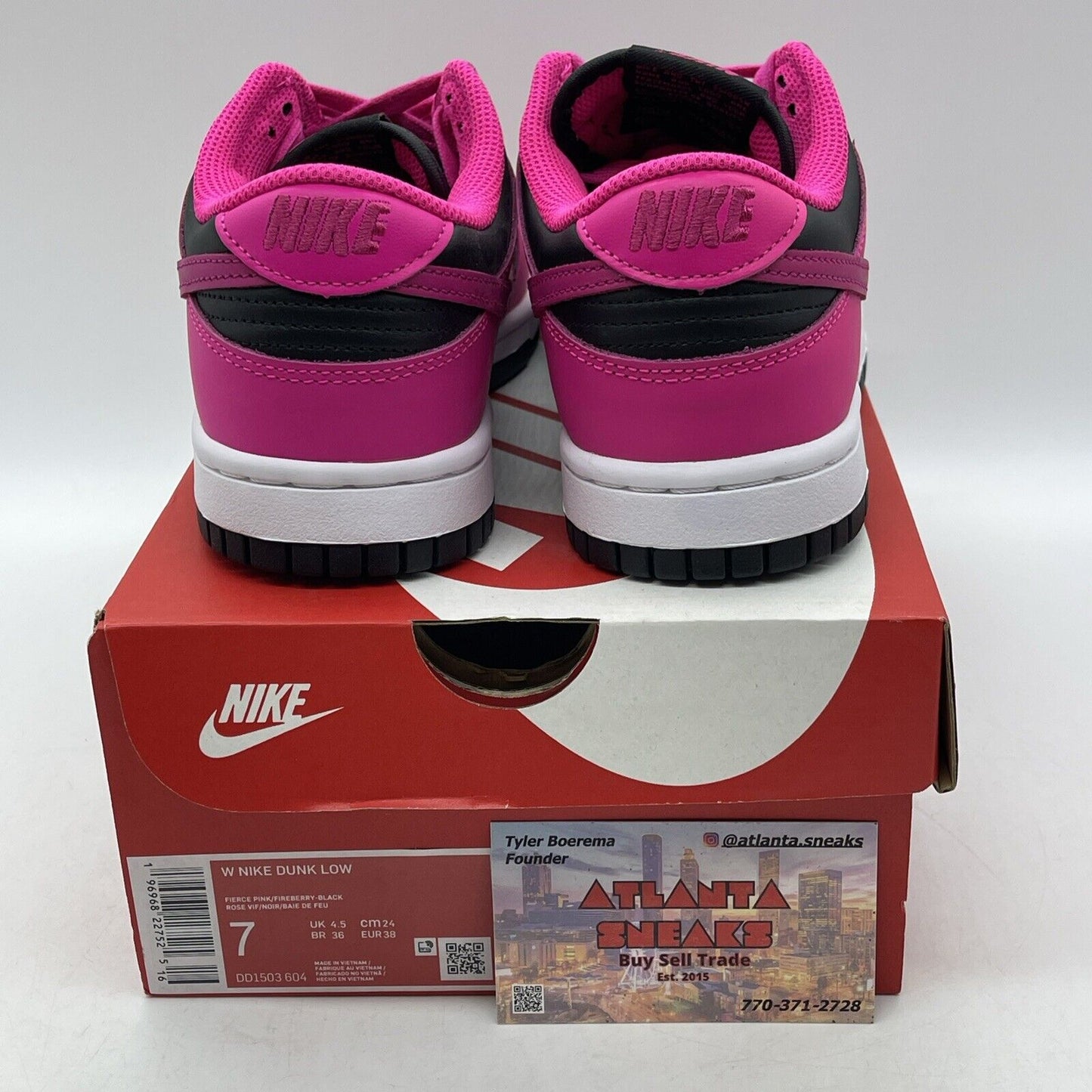 Size 7W - Nike Dunk Low Fierce Pink Black White Leather (DD1503-604)