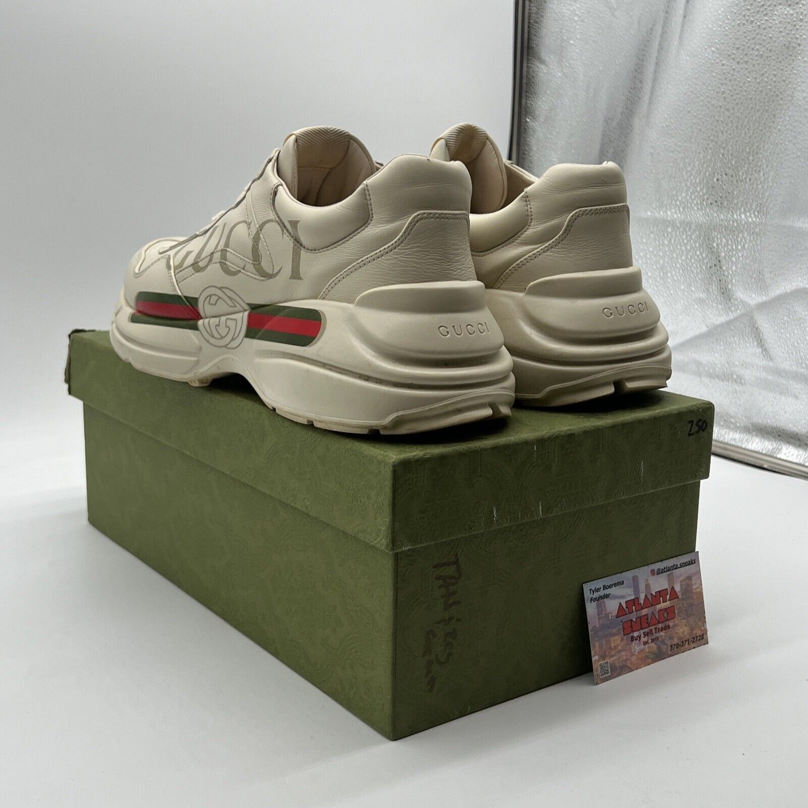 Size 11 - Gucci Rhyton Cream Beige Leather Monogram Big Logo 2018 Men’s Sneaker