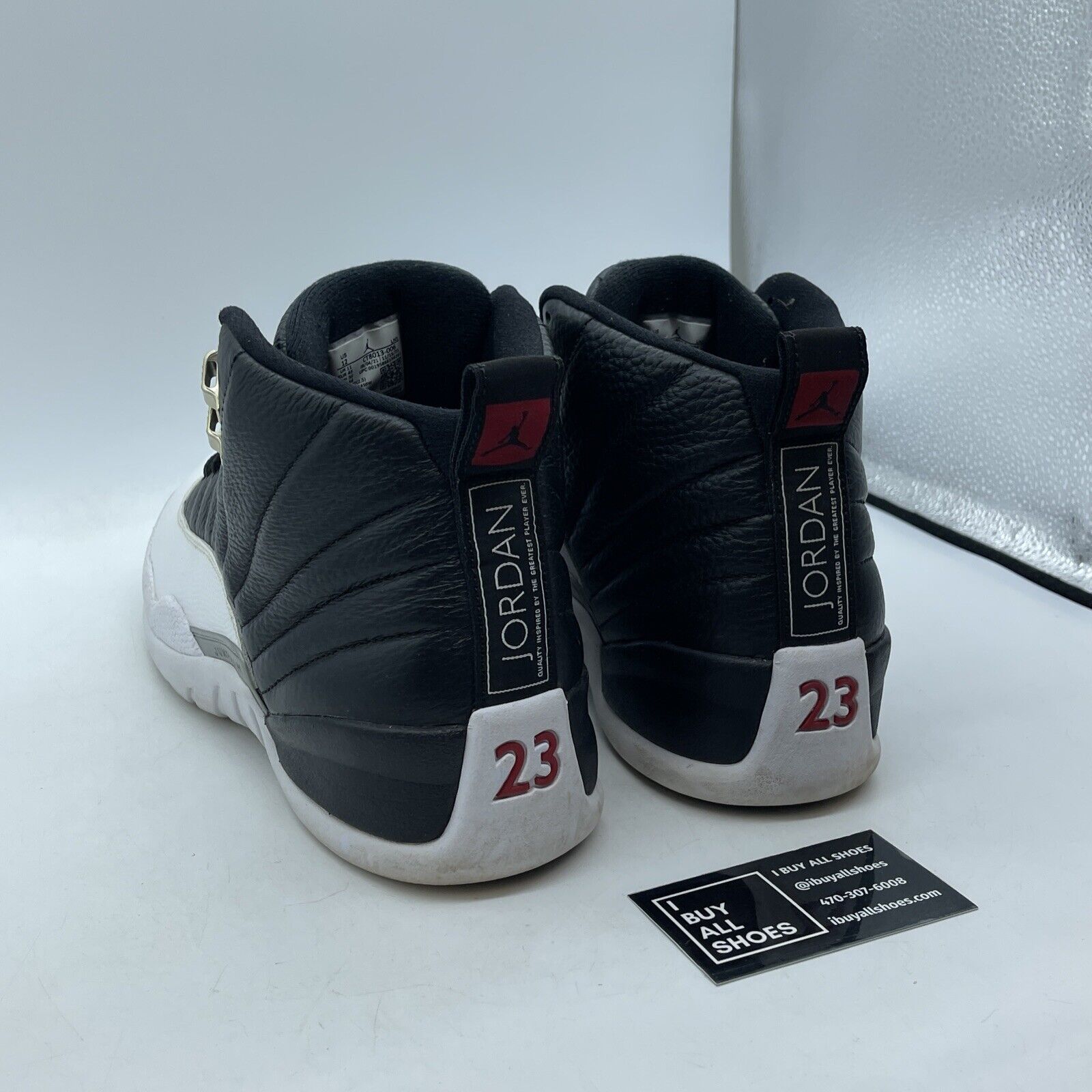 Size 12 - Jordan 12 Retro Mid Playoff Black White Red Leather (CT8013-006)