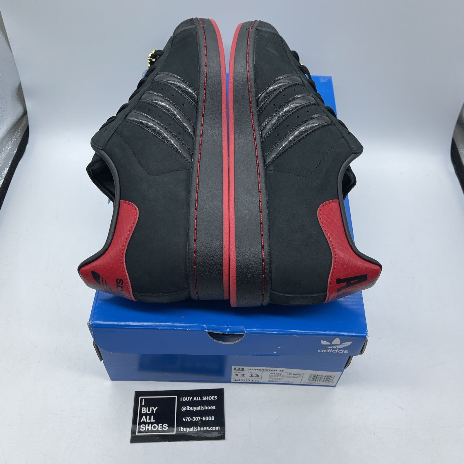 Size 12 - adidas Superstar 404 Day Black Red Suede Leather (JS4291)