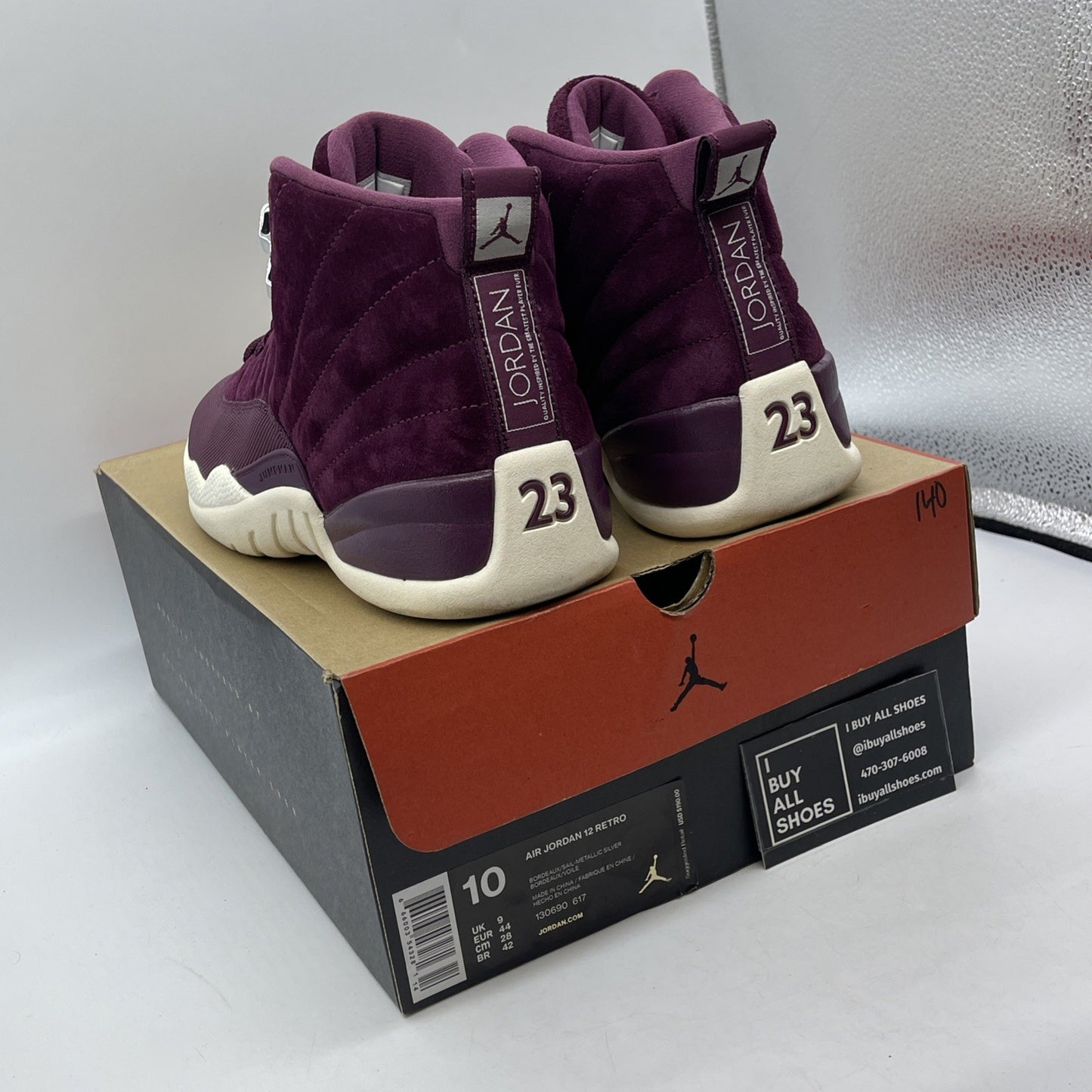 Size 10 - Air Jordan 12 Retro Bordeaux Purple Suede Leather (130690-617)