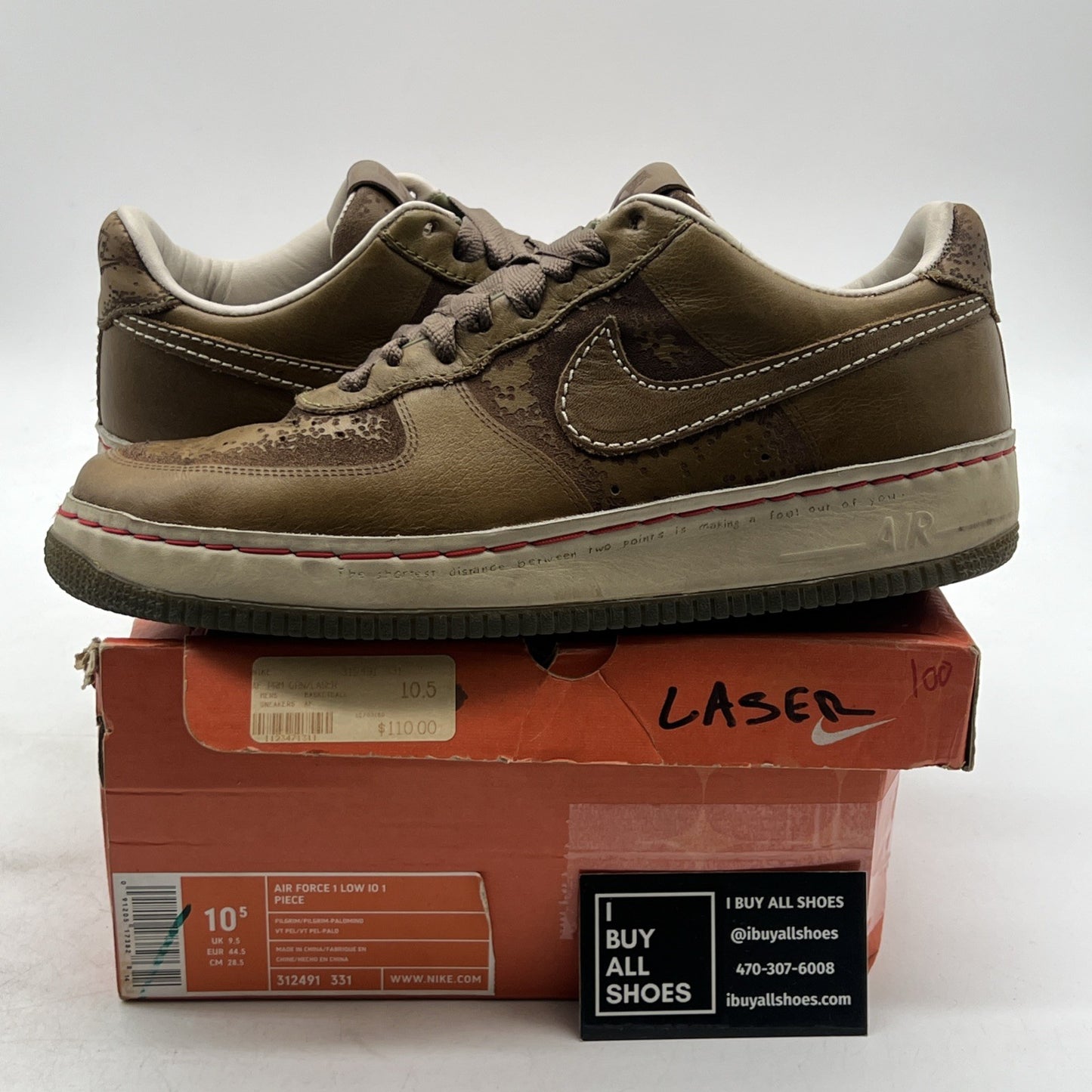 Size 10.5 - Nike Air Force 1 IO 1 Piece Low Brown (312491-331)