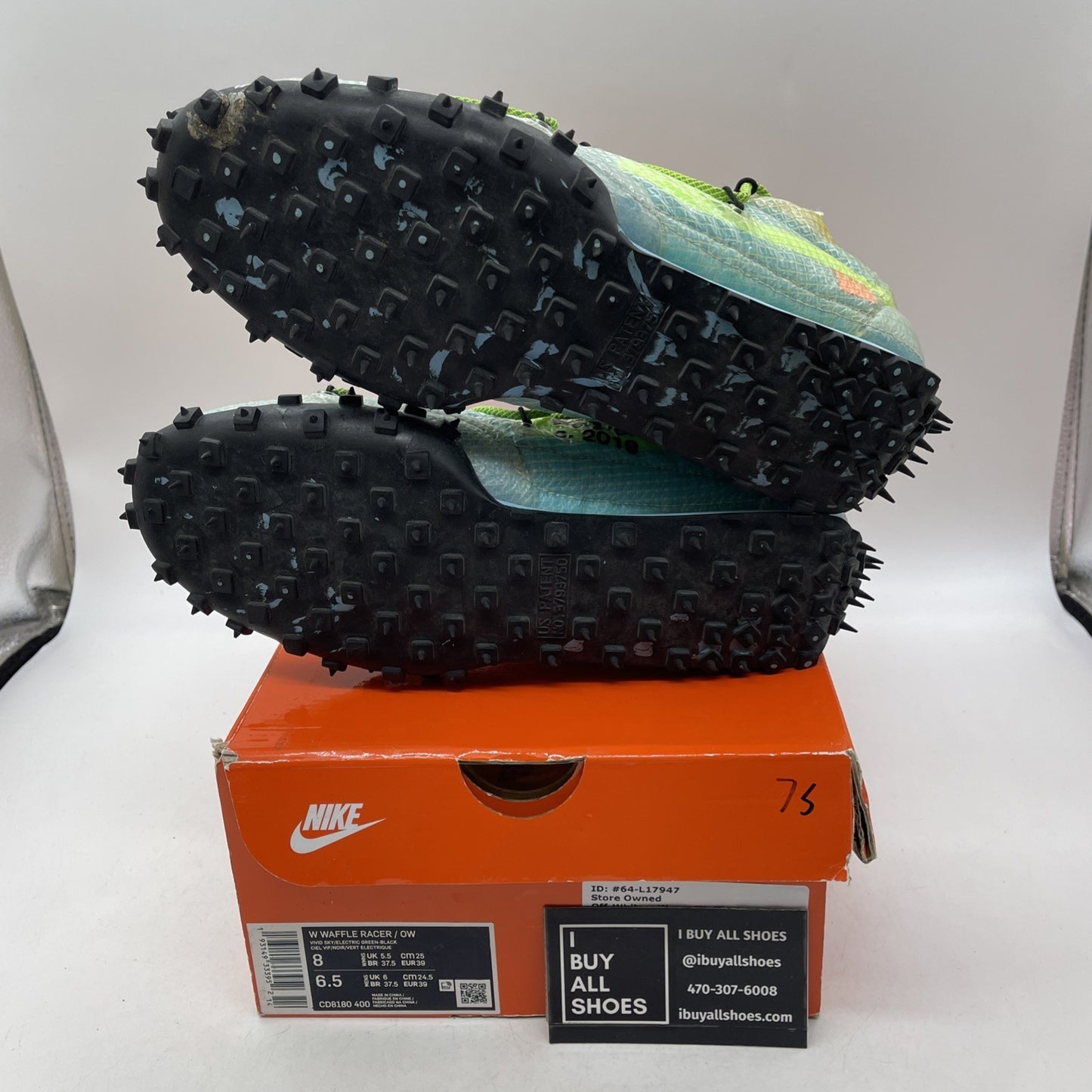 Size 8W - Nike Off-White x Waffle Racer Vivid Sky (CD8180-400)