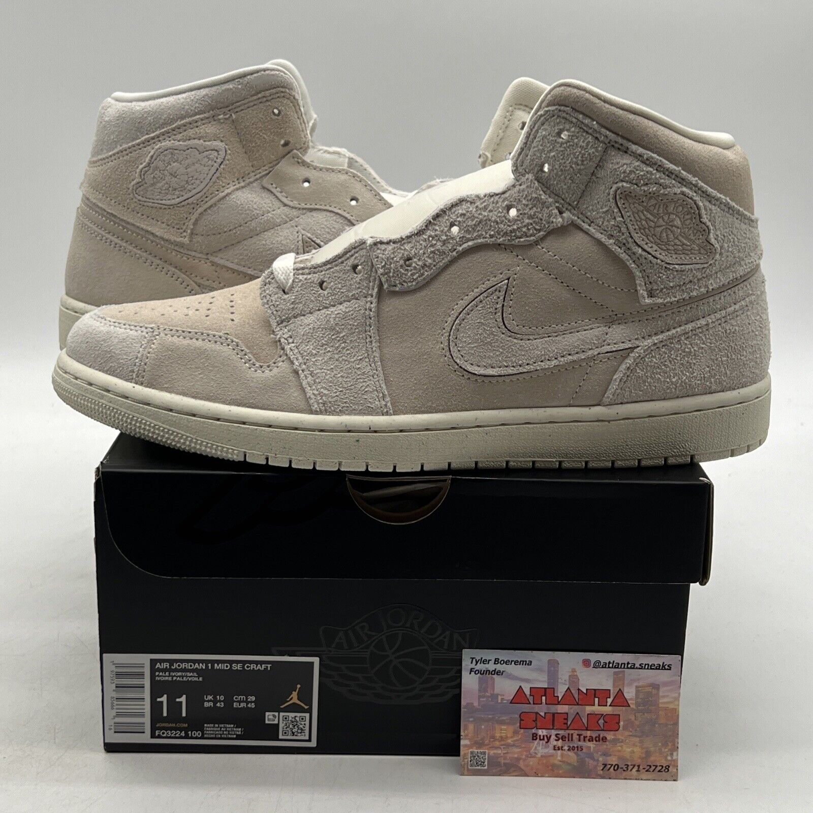 Size 11 - Air Jordan 1 SE Craft Mid Pale Ivory Suede (FQ3224-100).