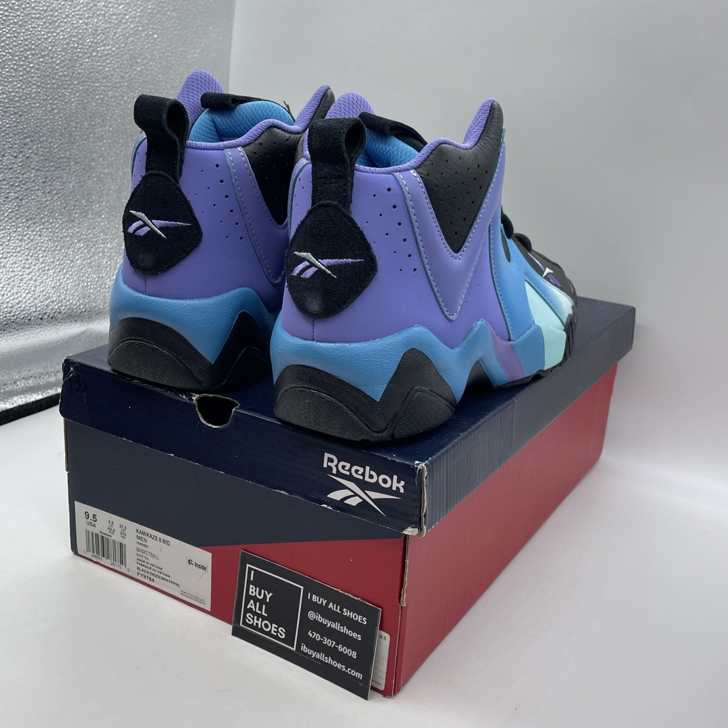Size 9.5 - Reebok Kamikaze 2 Mid Ombre Pack - Digital Glow Purple (FY9784)