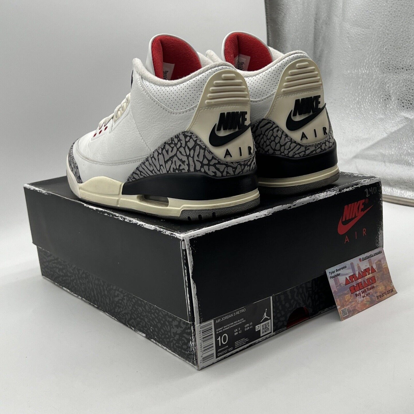 Size 10 - Jordan 3 Retro Mid White Cement Reimagined Black Leather (DN3707-100)