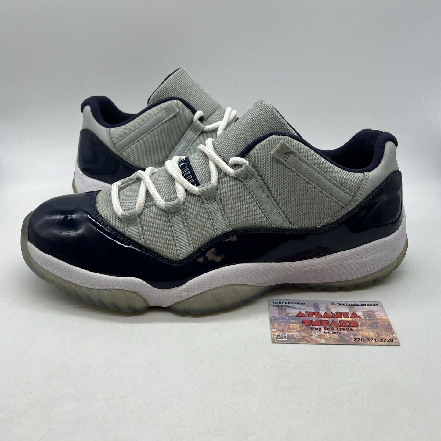 Size 13 - Air Jordan 11 Retro Low Georgetown Navy Grey White Leather 528895-007