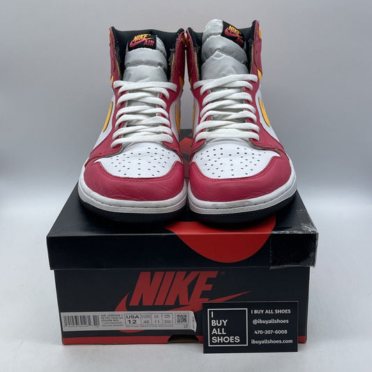 Size 12 - Jordan 1 Retro High OG Light Fusion Red Yellow Leather (555088-603)