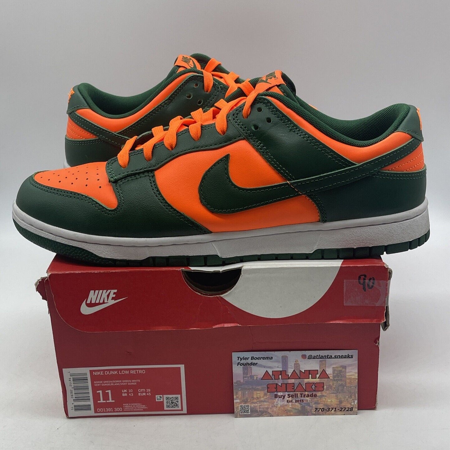 Size 11 - Nike Dunk Low Miami Hurricanes Green Orange Leather (DD1391-300)
