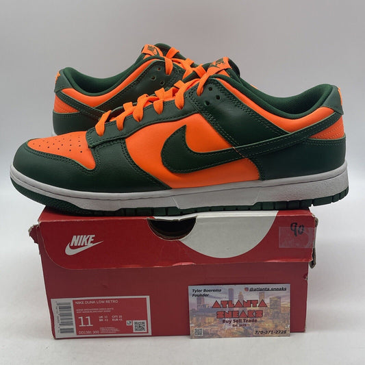 Size 11 - Nike Dunk Low Miami Hurricanes Green Orange Leather (DD1391-300)