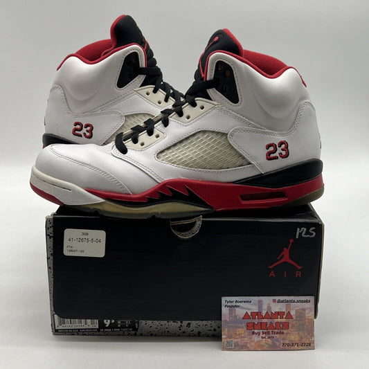 Size 9.5 - Air Jordan 5 Retro 2013 Fire Red Black White Leather (136027-120)