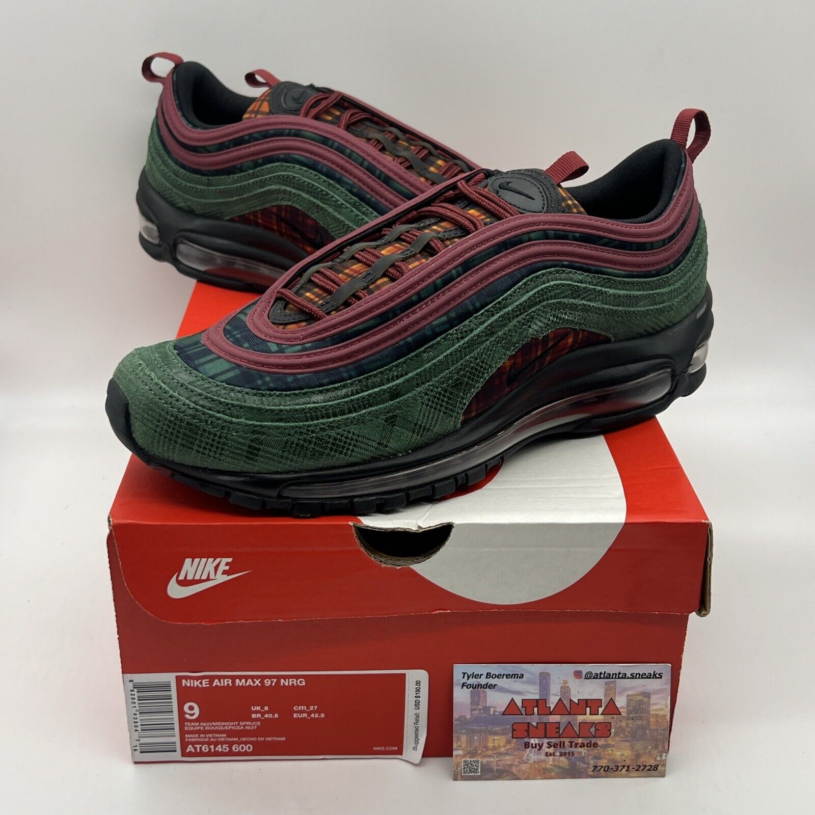 Size 9 - Nike Air Max 97 NRG Jacket Pack Brand New Og All Black Maroon Green DS