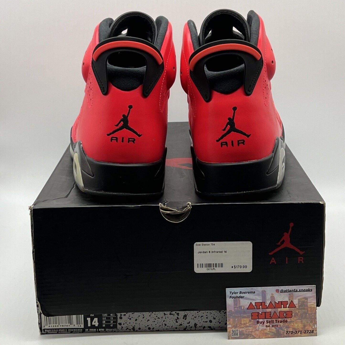 Size 14 - Air Jordan 6 Retro Infrared 23 Black Red Leather (384664-623)