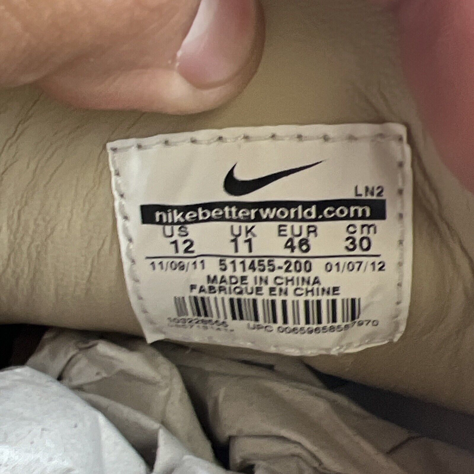 Size 12 - Nike Air Force 1 Supreme Ds Deconstruct (511455-200)