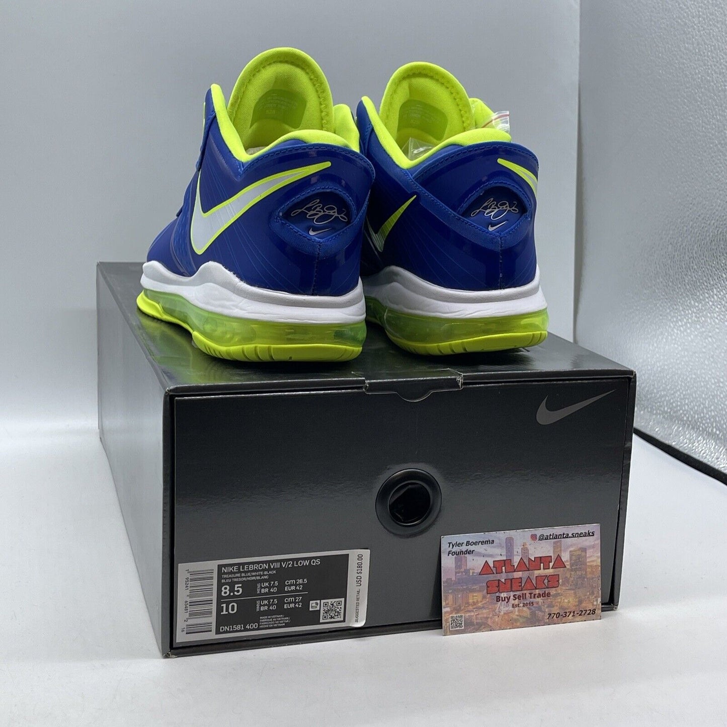 Size 8.5 - Nike LeBron 8 V/2 2021 Low Sprite Blue Neon Yellow (DN1581-400)