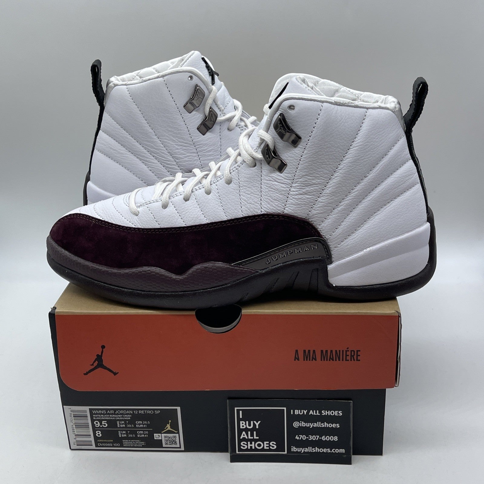 Size 9.5W - Jordan 12 Retro SP x A Ma Maniere Mid White Suede (DV6989-100)