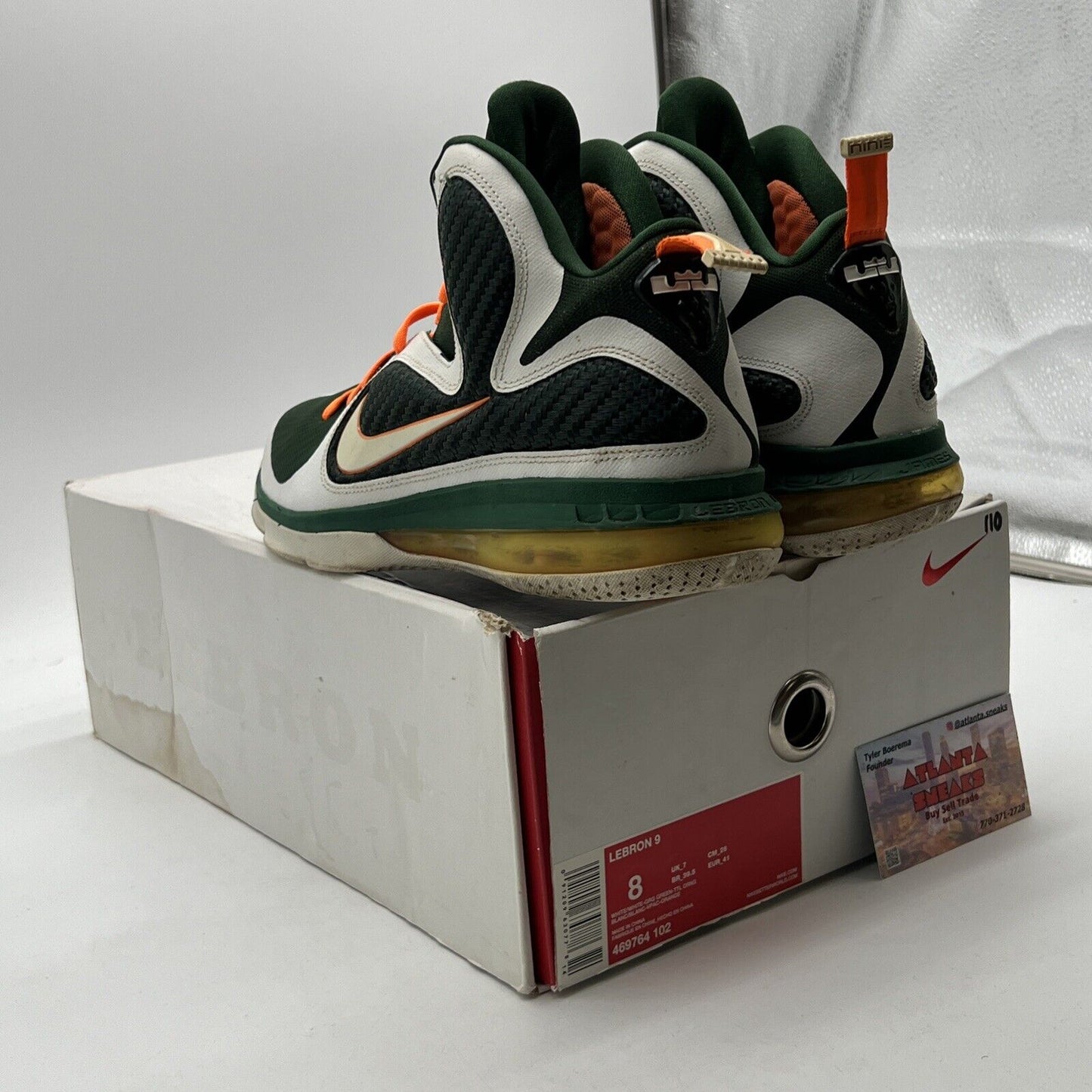 Size 8 - Nike LeBron 9 Miami Hurricanes (469764-102)