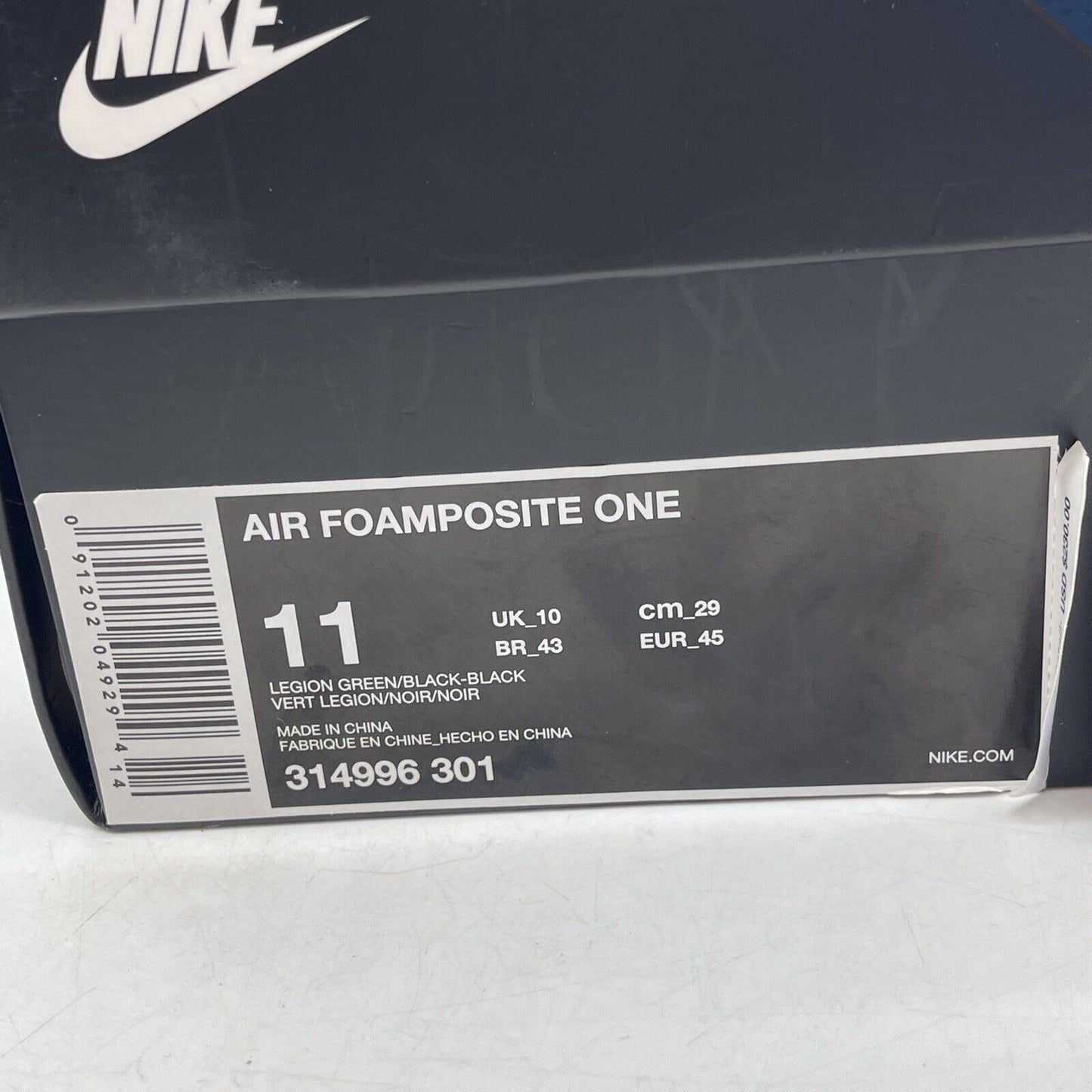 Size 11 - Nike Air Foamposite One Legion Green Black Suede Leather (314996-301)