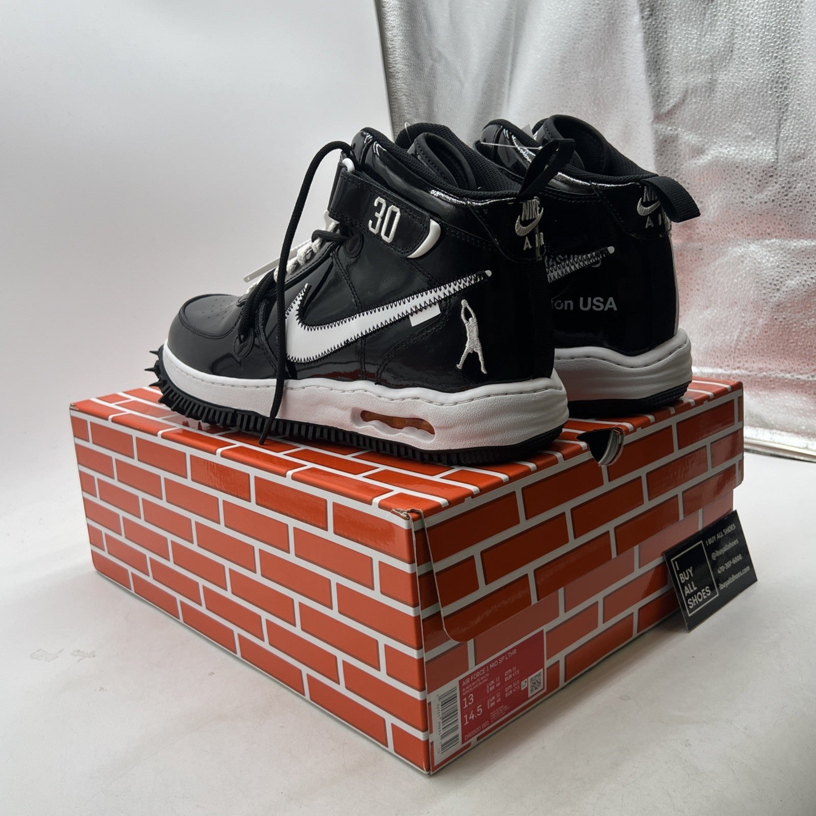 Size 13 - Nike Off-White x Air Force 1 SP Leather Mid Sheed (DR0500-001)