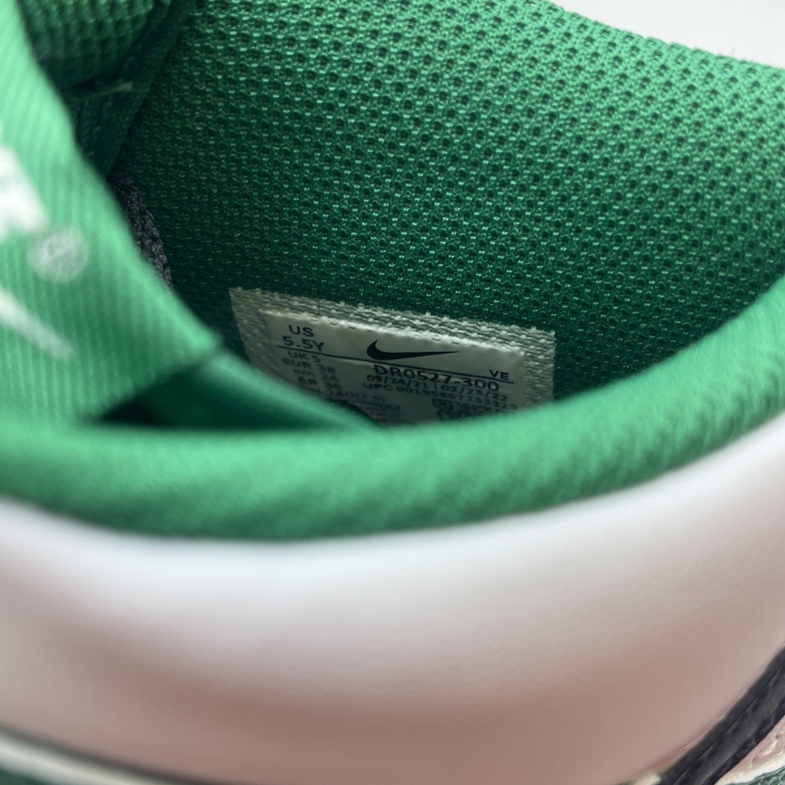 Size 5.5Y (GS) - Nike Dunk High Celtics Green Black White Leather (DR0527-300)