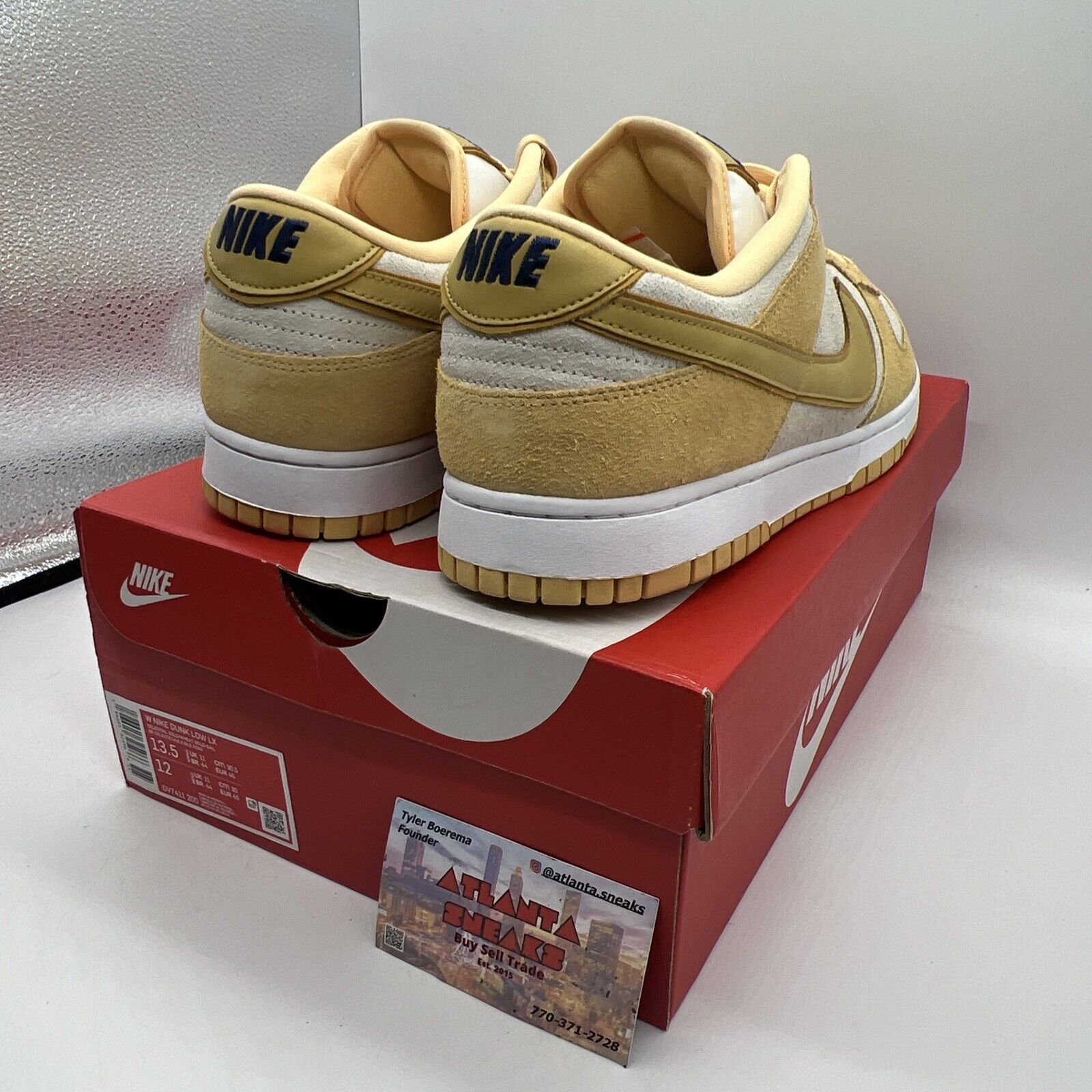 Nike Dunk Low LX Gold Suede - Size 13.5 DV7411-200) Brand New Og All