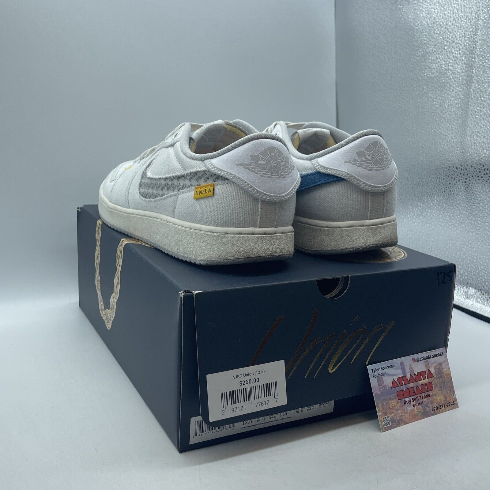 Size 12.5 - Jordan 1 KO x Union LA Low White Neutral Grey Blue (DO8912-101)