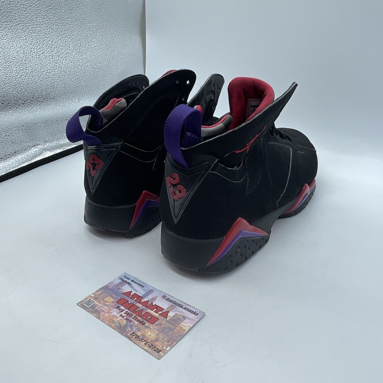 Size 9 - Air Jordan 7 Retro 2012 Raptor Black Red Purple Suede (304775-018)