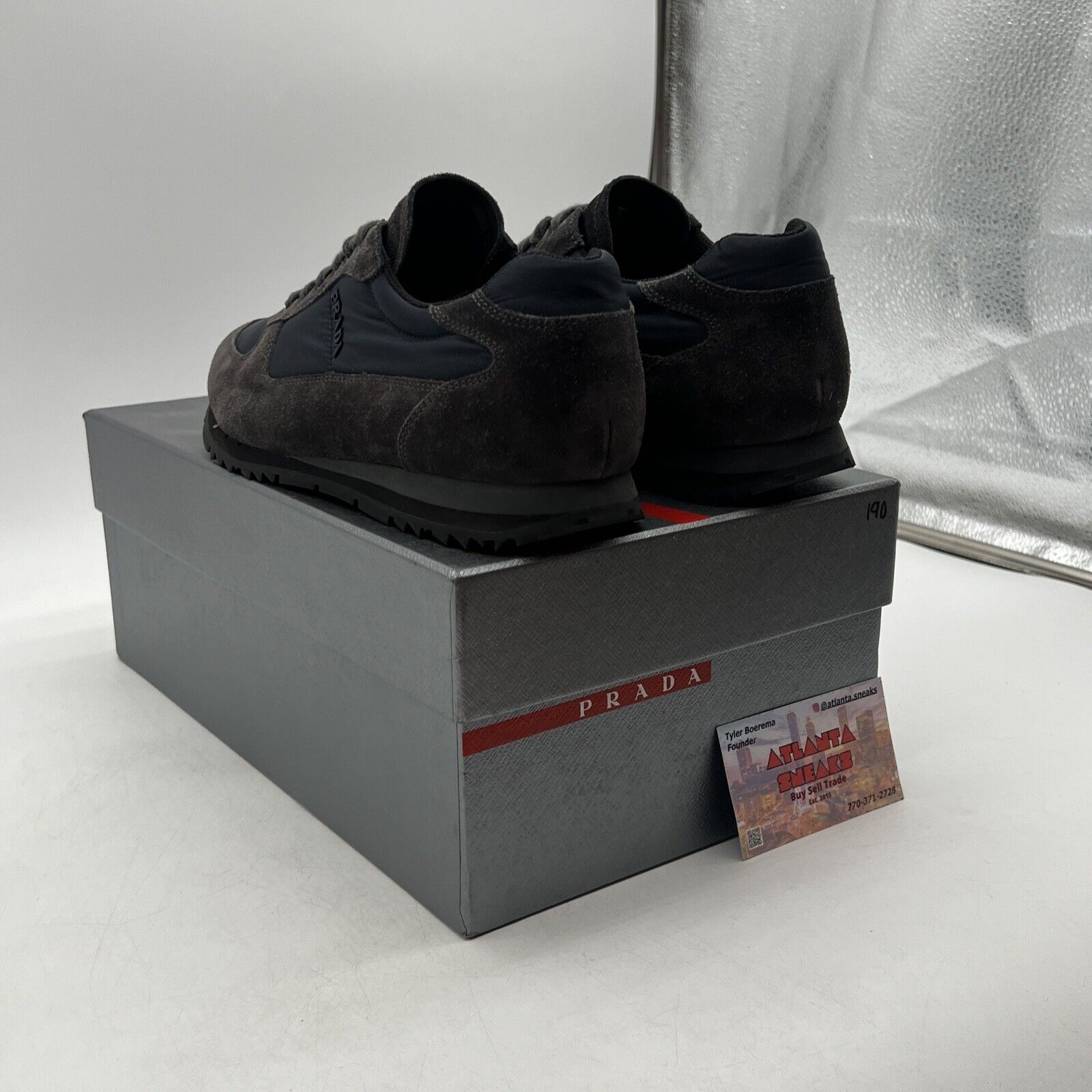 Size 7.5 - PRADA SNEAKERS SHOES 4E2721 ASFALTO