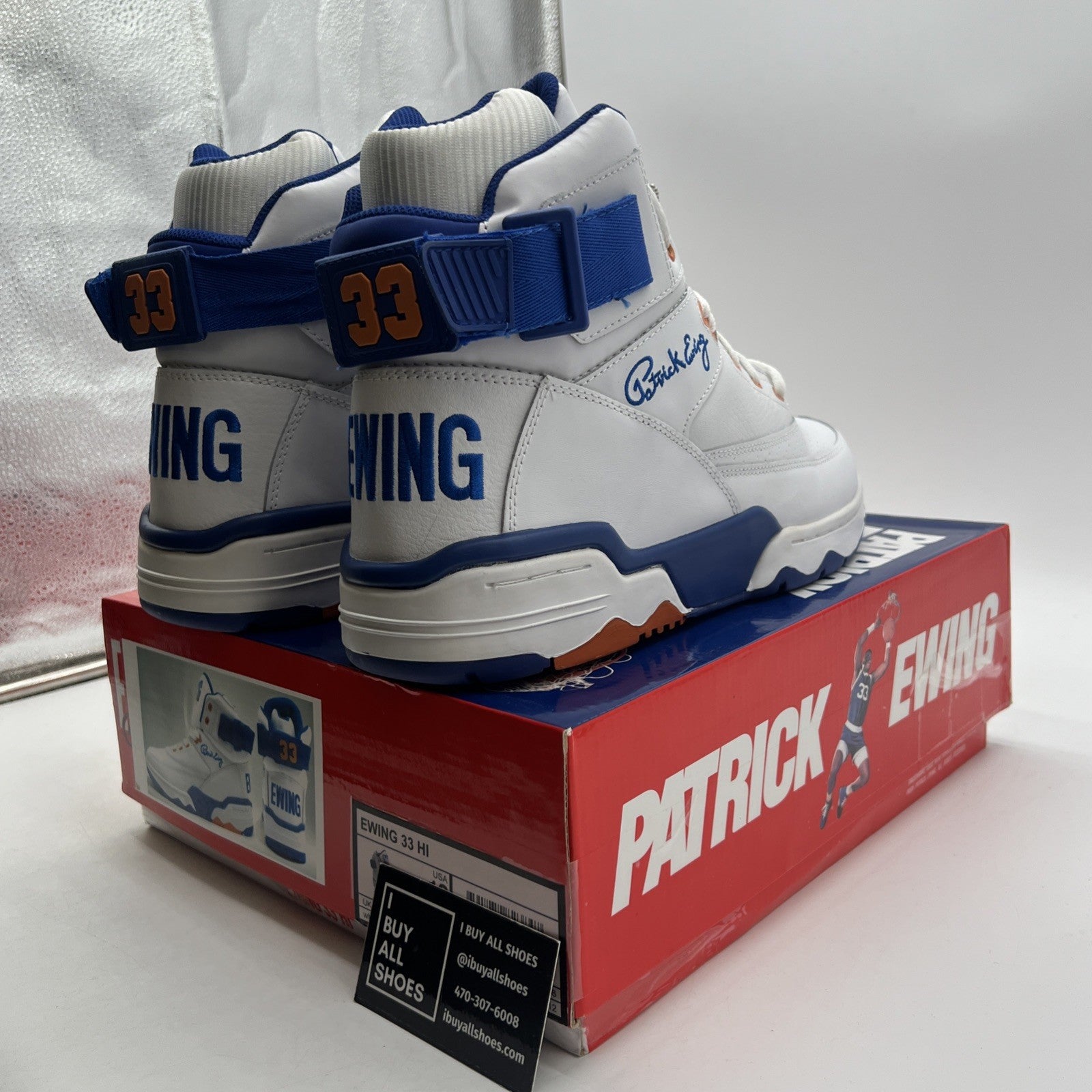 Size 13 - Patrick Ewing 33 Hi White Royal Orange (1VB90014-136)