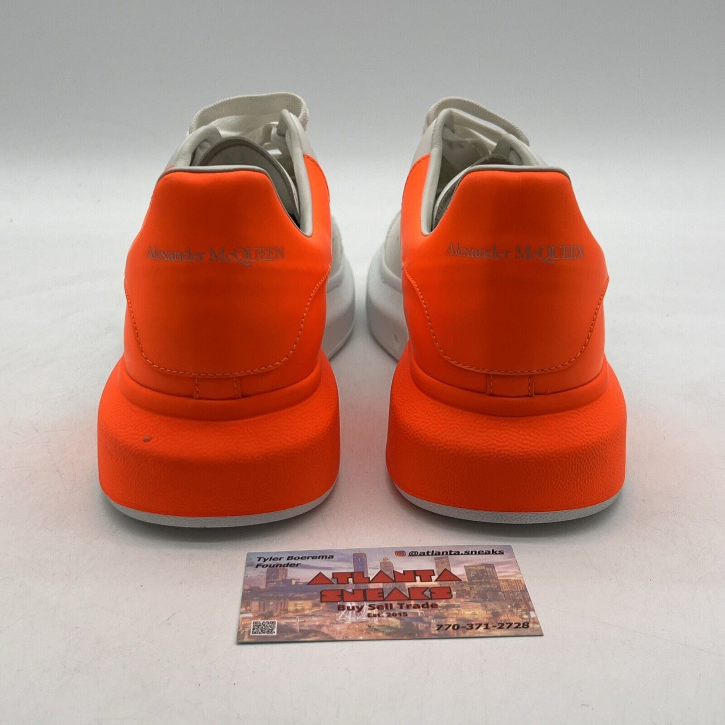 Size 7.5 - Alexander McQueen Oversized Sneakers “White Orange” (556278)