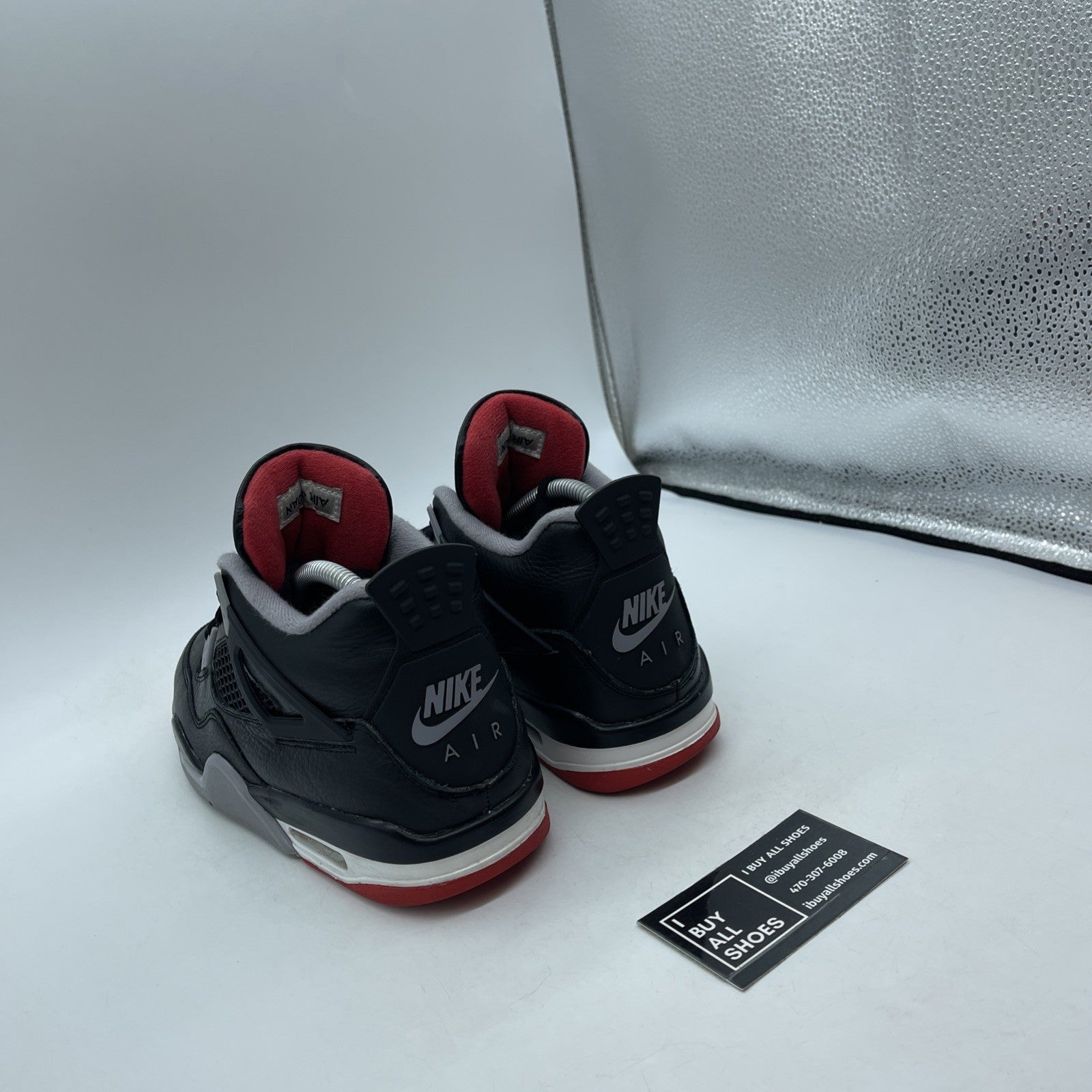 Size 7Y - Air Jordan 4 Retro Bred Reimagined Black Grey Leather (FQ8213-006)