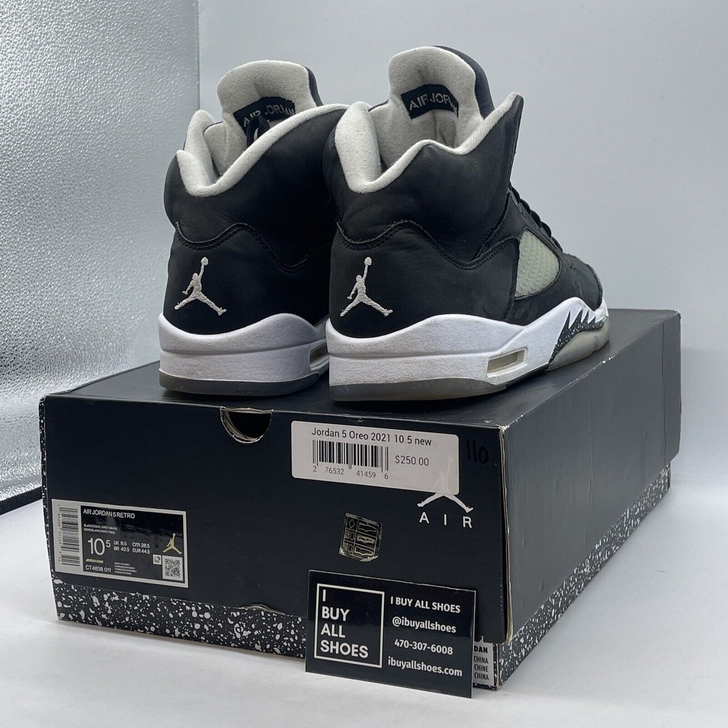 Size 10.5 - Jordan 5 Retro Mid Oreo Black White Suede Rubber (CT4838-011)