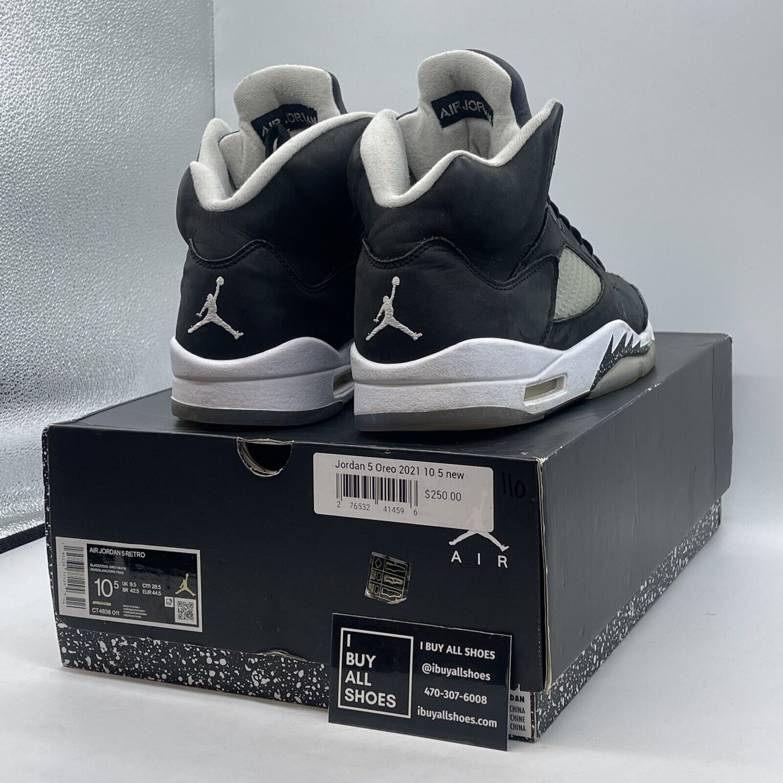 Size 10.5 - Jordan 5 Retro Mid Oreo Black White Suede Rubber (CT4838-011)