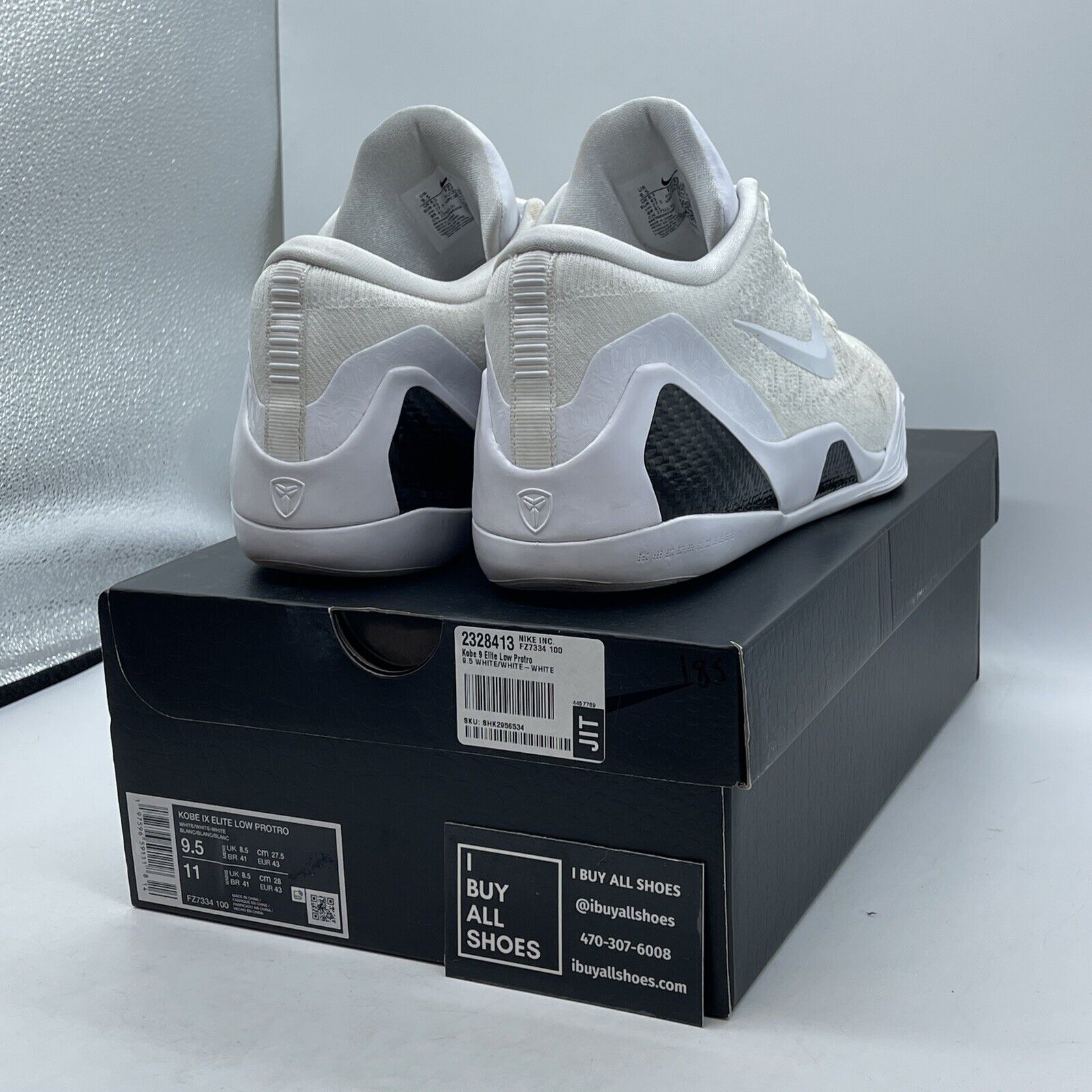 Size 9.5 - Nike Kobe 9 Elite Protro Low Halo White Black Suede (FZ7334-100)