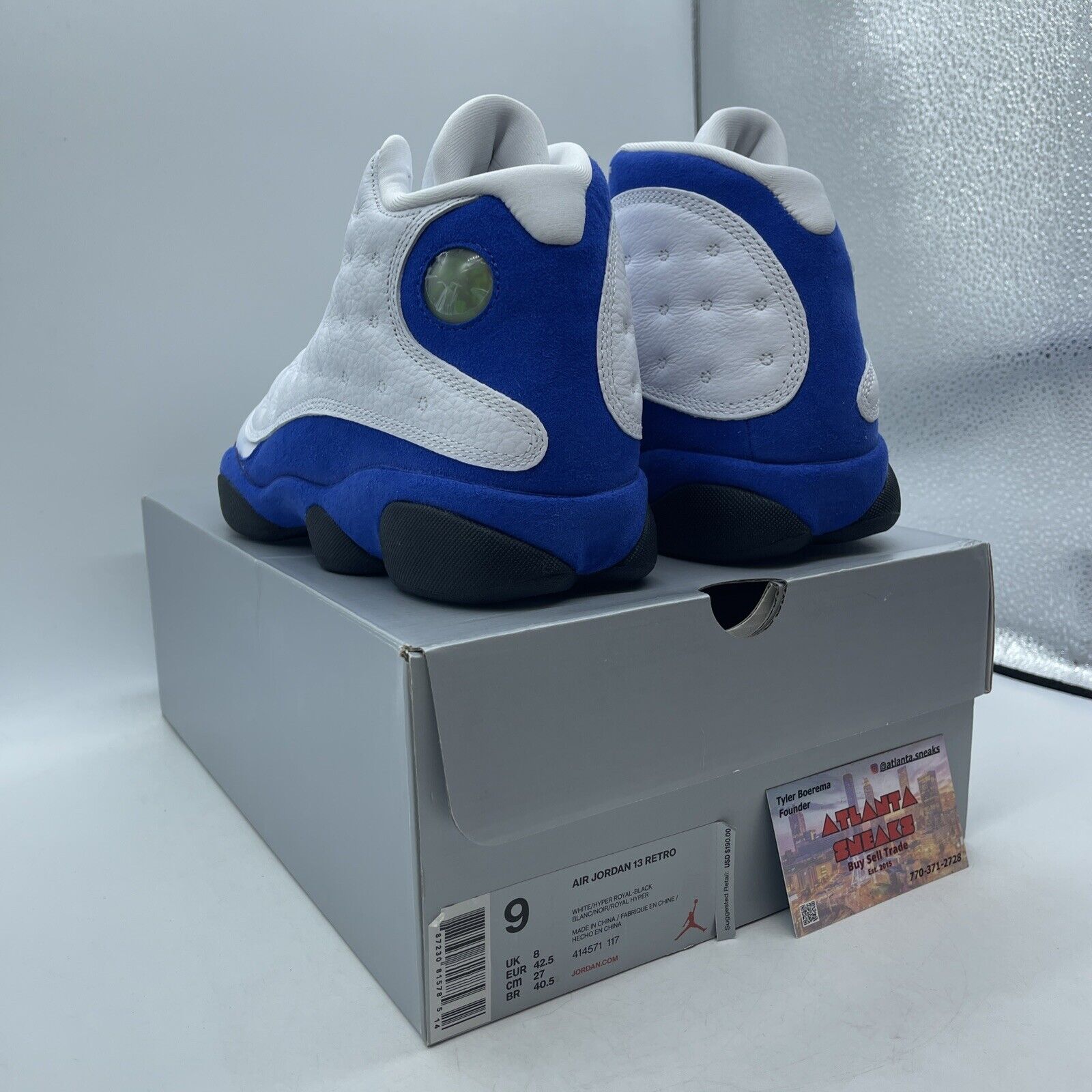 Size 9 - Air Jordan 13 Retro Hyper Royal White Blue Suede Leather (414571-117)