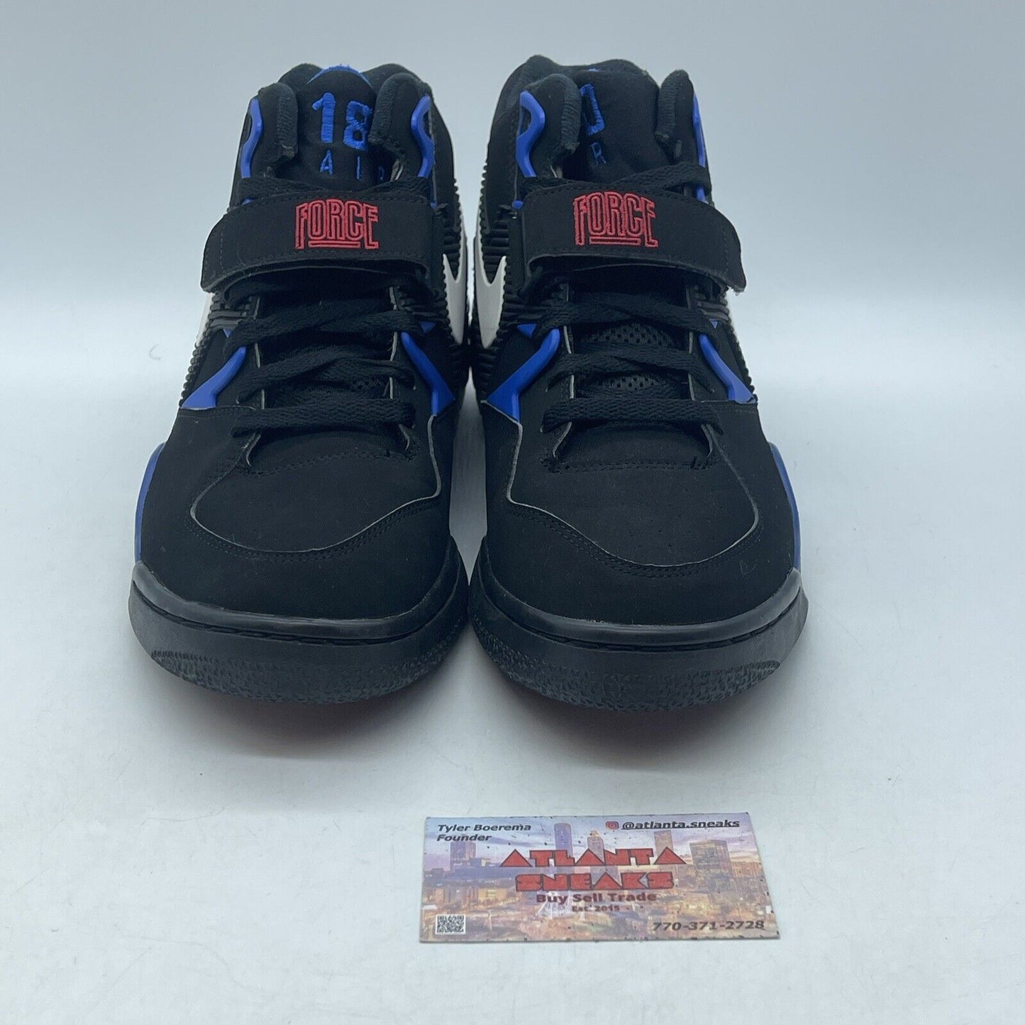 Size 10 - Nike Air Force 180 2016 Barkley Black Suede White Blue (310095-011)