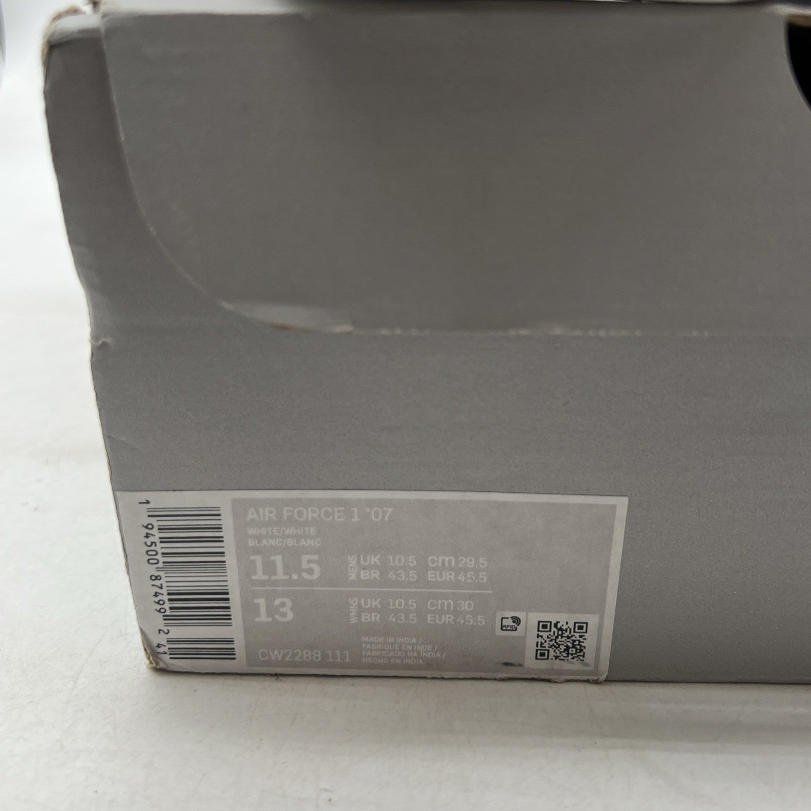 Size 11.5 - Nike Air Force 1 '07 Low Triple White (CW2288-111)